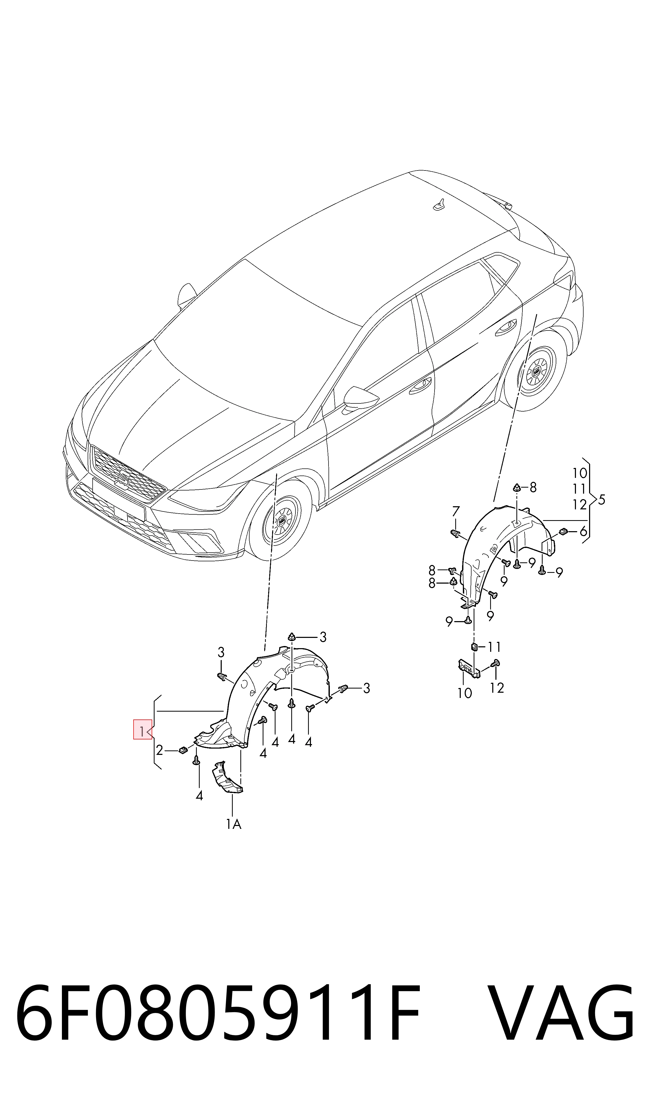 Подкрылок передний левый на Seat Ibiza V KJ1, KJG