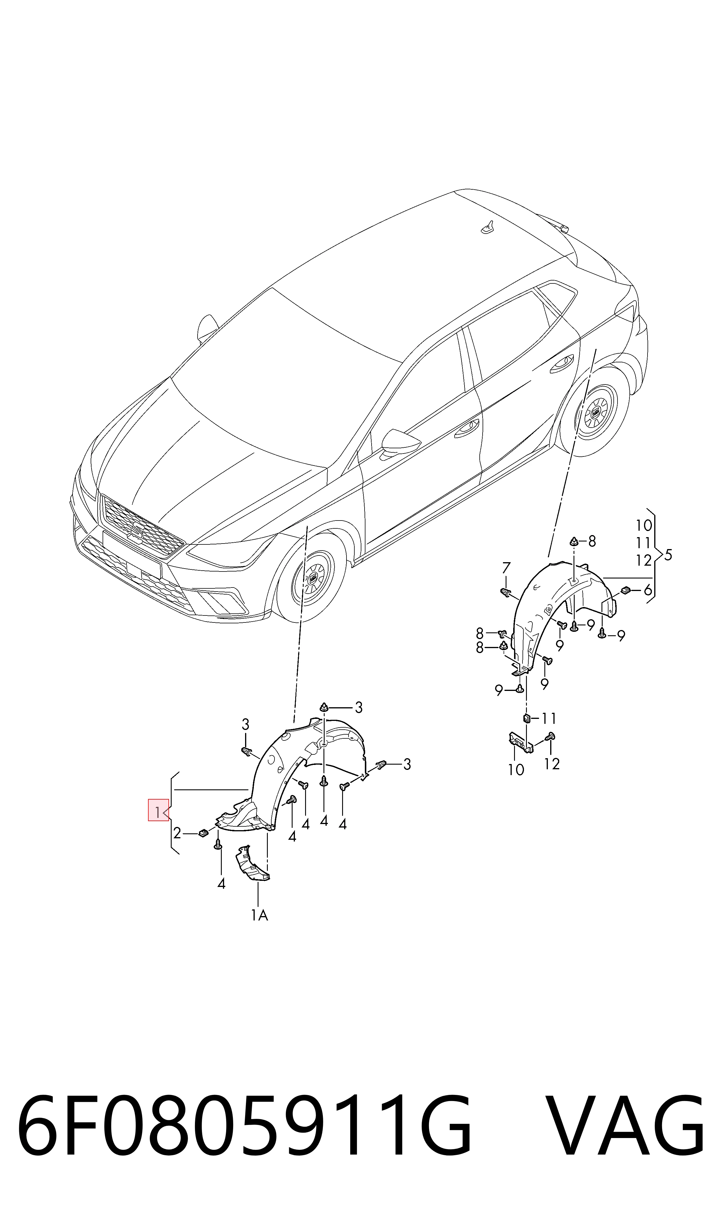 Подкрылок крыла переднего левый Seat Ibiza V хэтчбек (KJ1, KJG) (2017 - 2026) цена, от 22.65 USD
