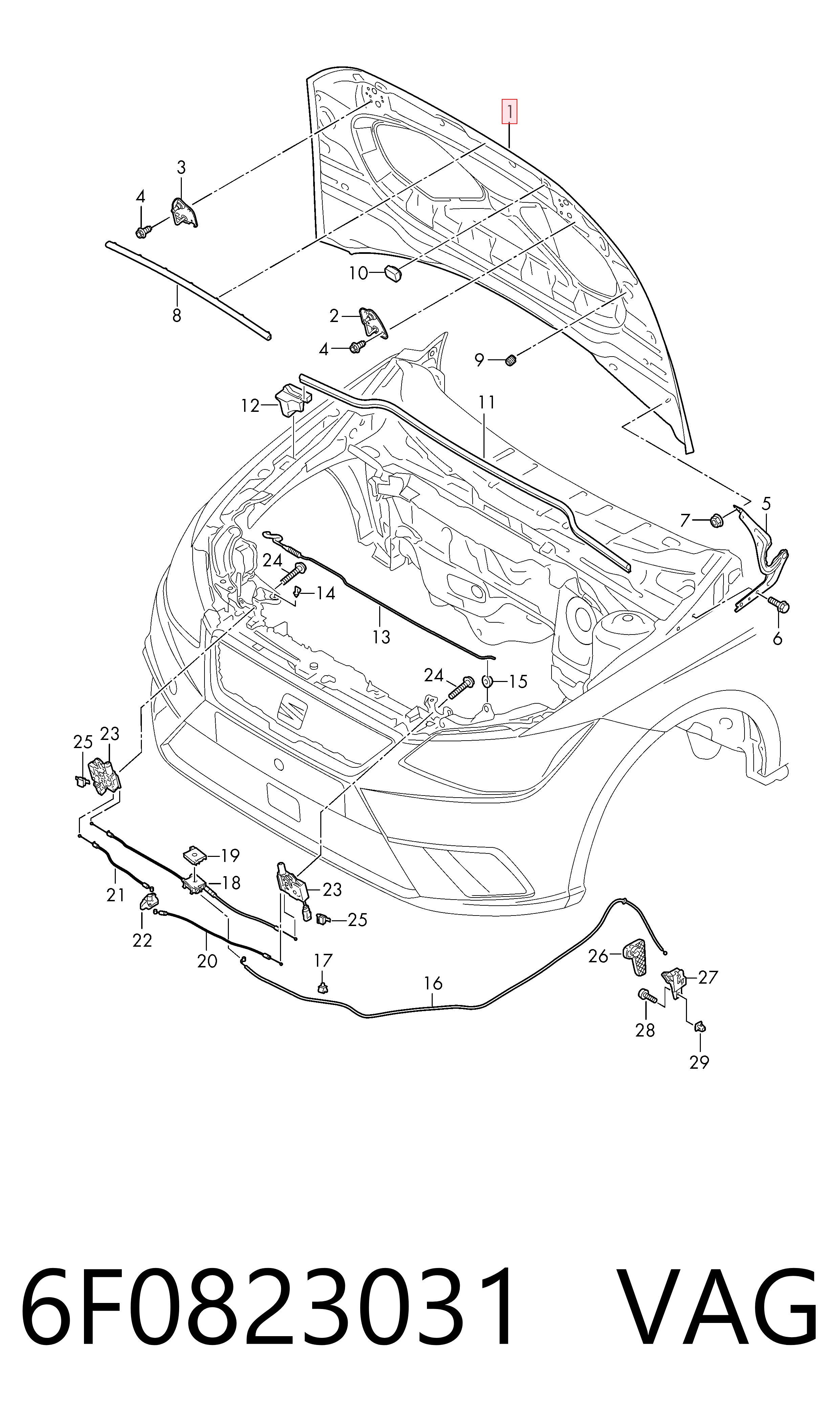 Капот Seat Ibiza V хэтчбек (KJ1, KJG) (2017 - 2026) цена, от 175.98 USD