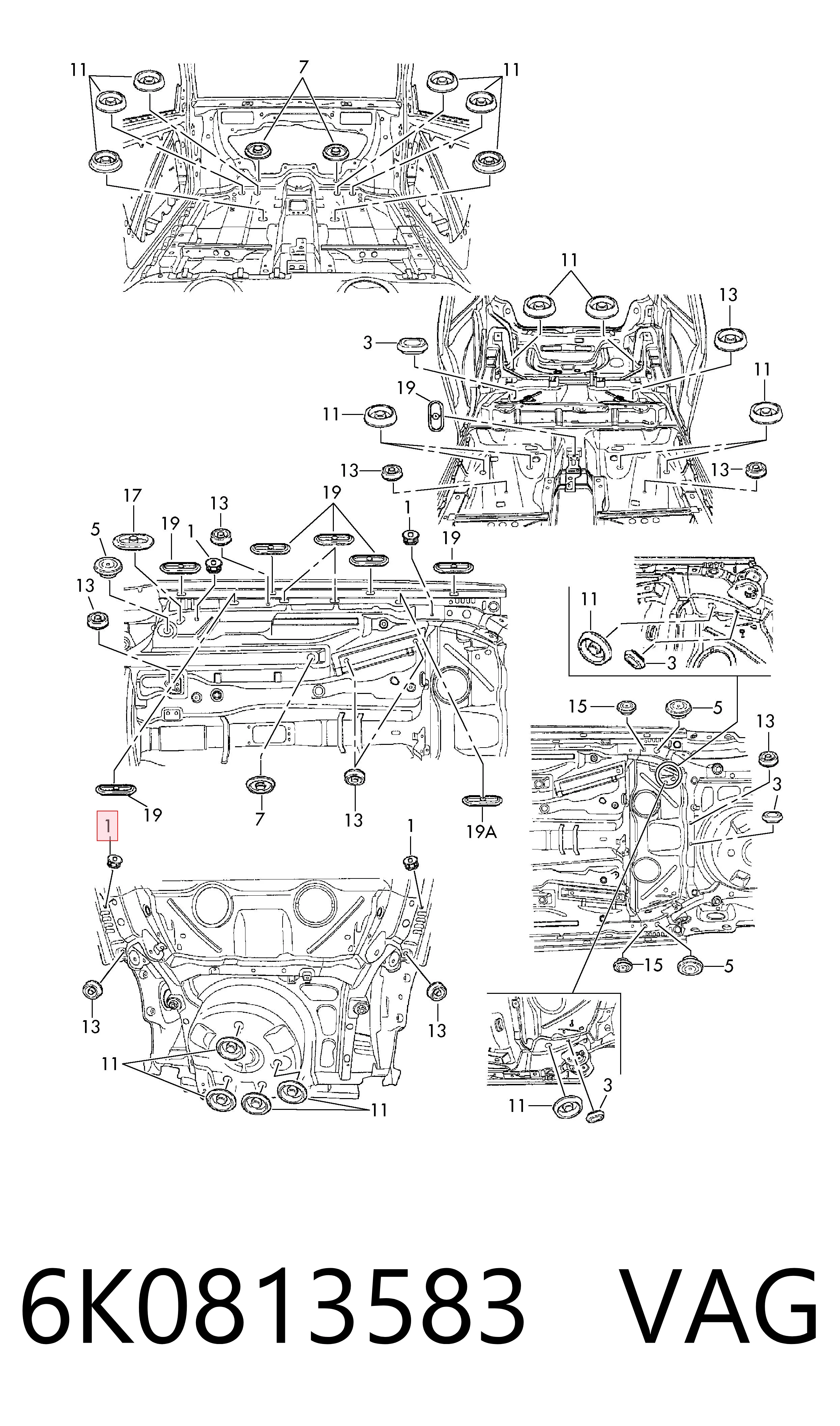 Купить 6K0813583 Bentley Заглушка днища пола