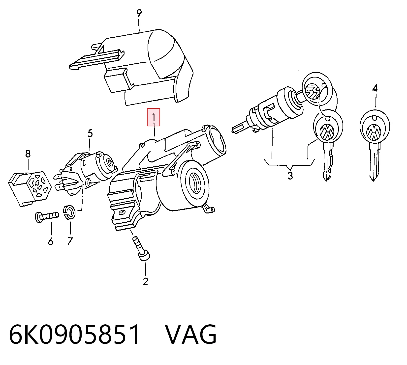 Замок зажигания на Volkswagen Lupo  6X, 6E