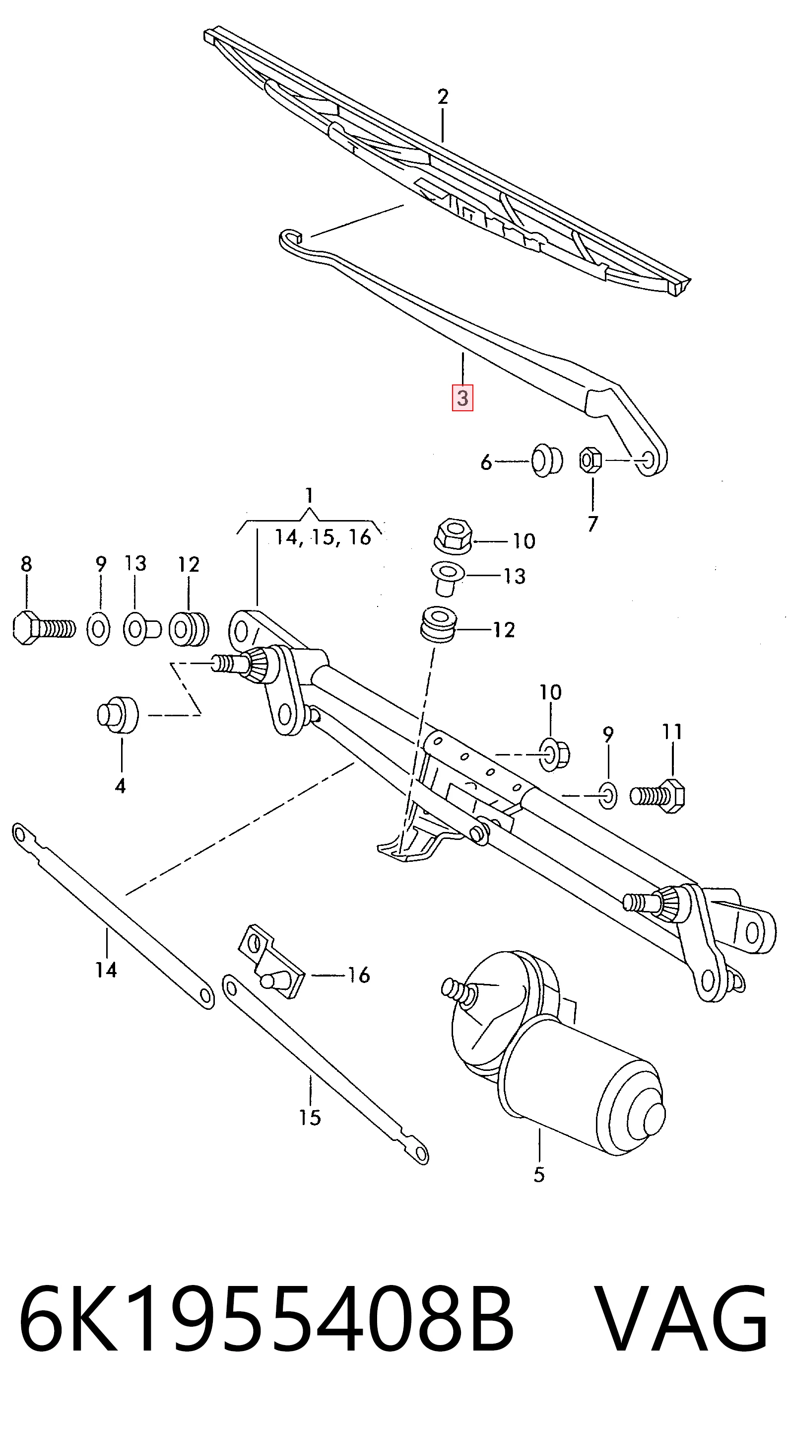 Поводок дворника на Seat Inca  6K9