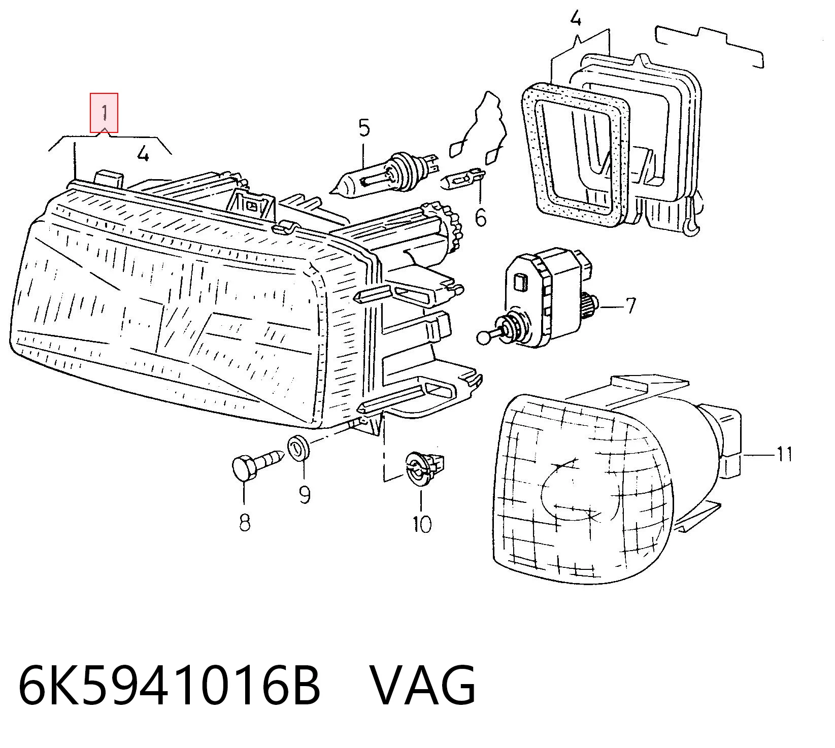 Фара передняя правая на Volkswagen Caddy II 9K9