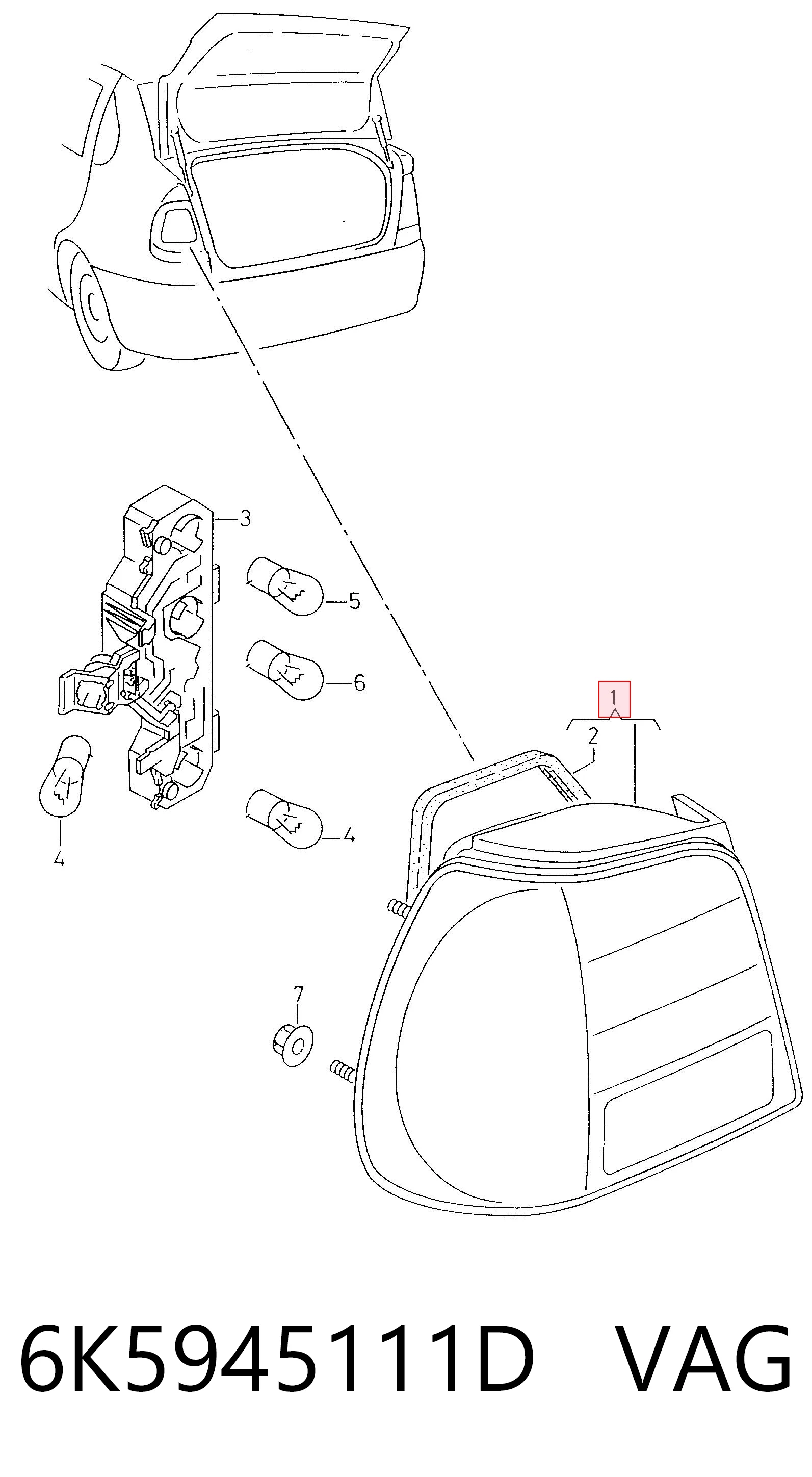 Задний левый стоп на Volkswagen Polo III 6KV2