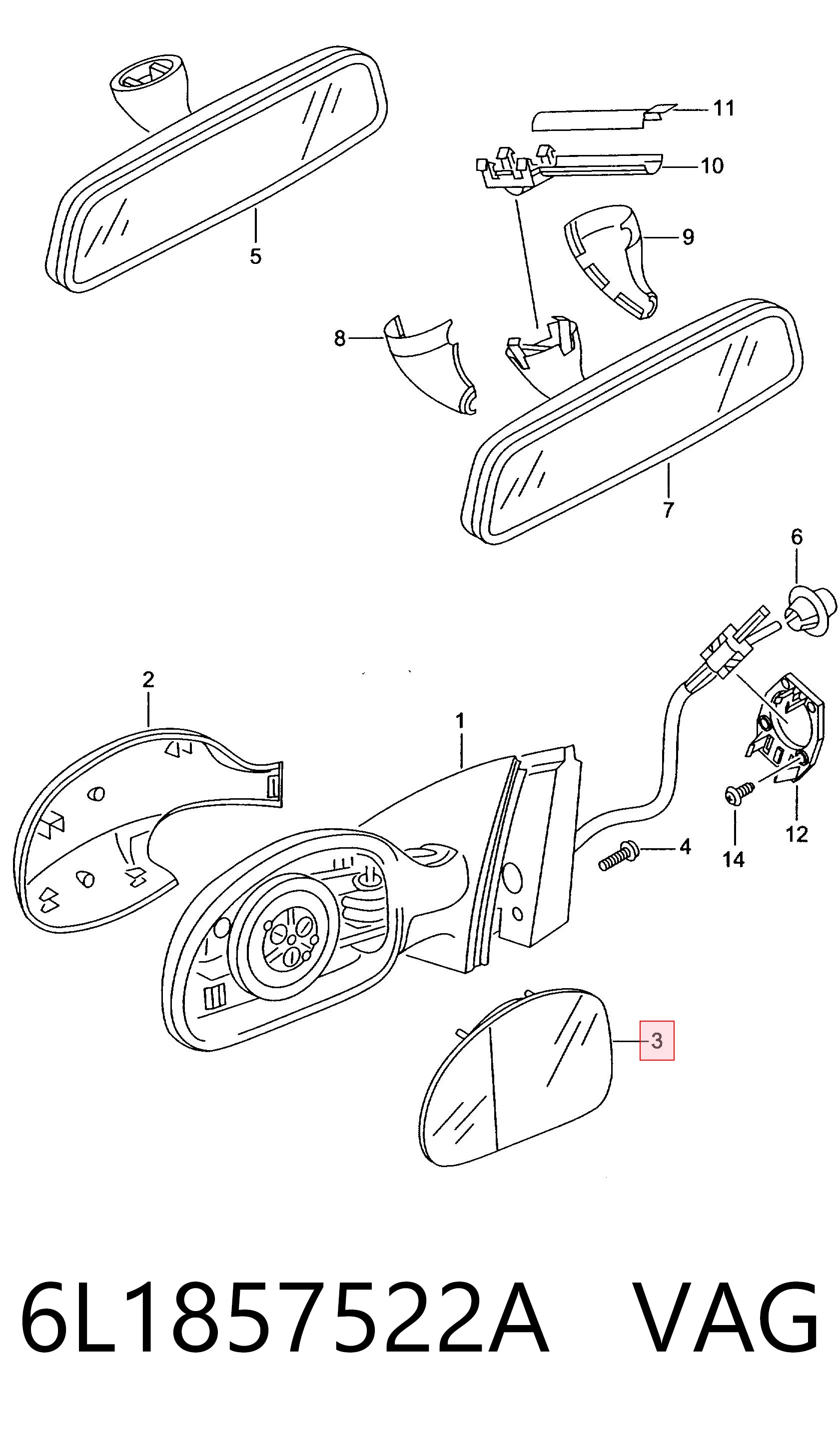 Стекло правого зеркала заднего вида SV10771 Magneti Marelli