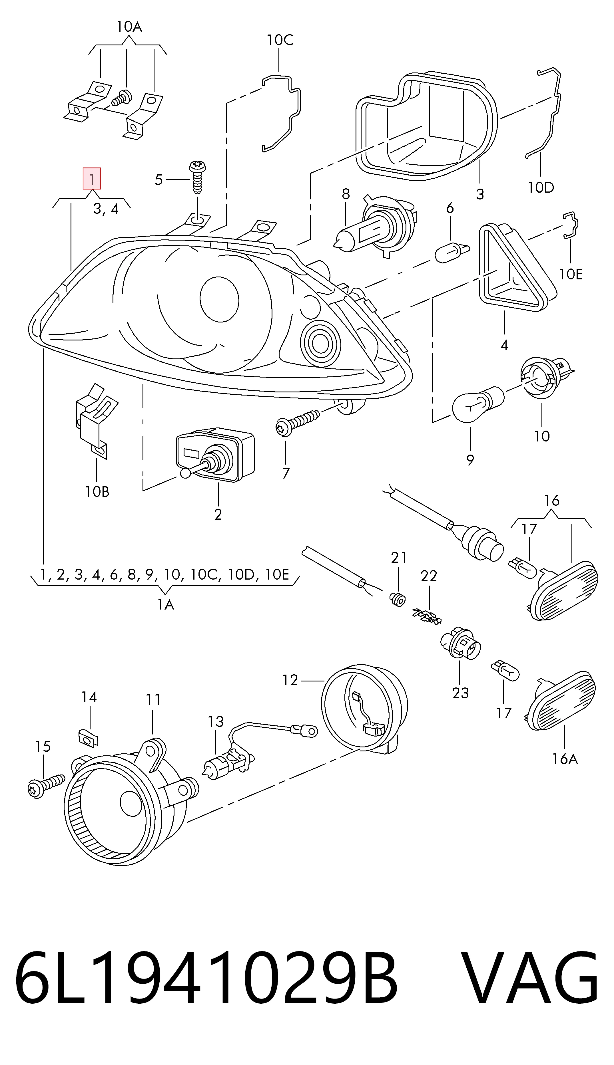  Левая фара Seat Cordoba 