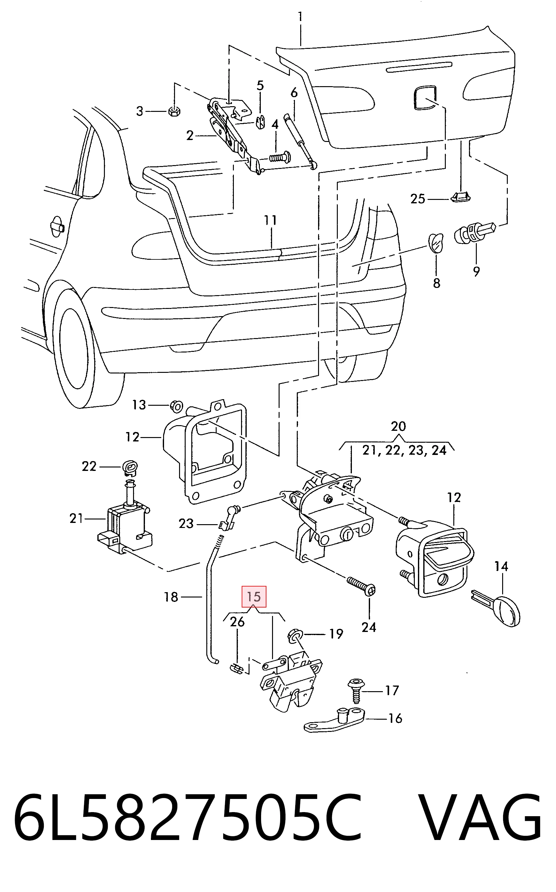 6L5827505C VAG Замок пятой двери