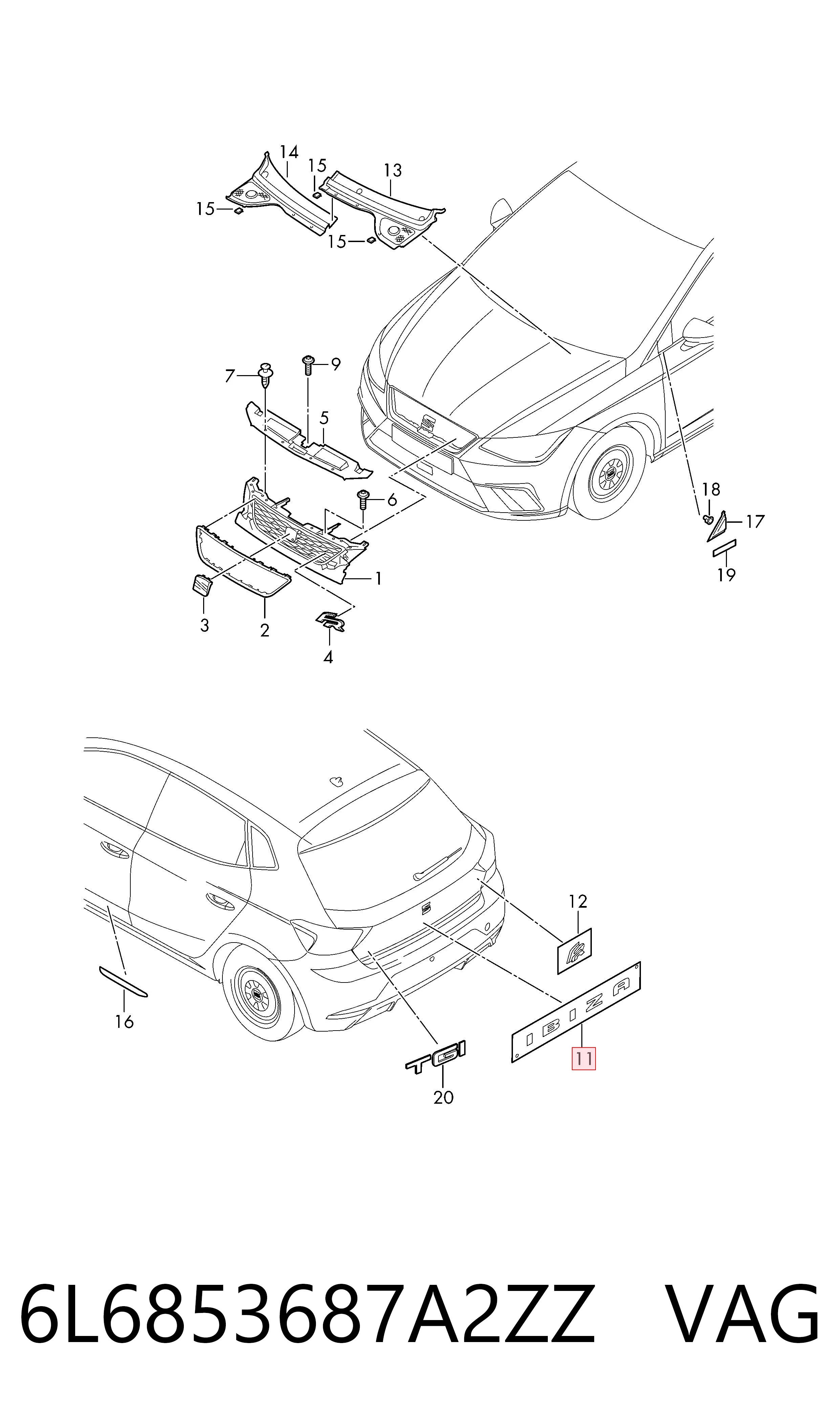 Фирменный значек на багажник на Seat Ibiza V KJ1, KJG
