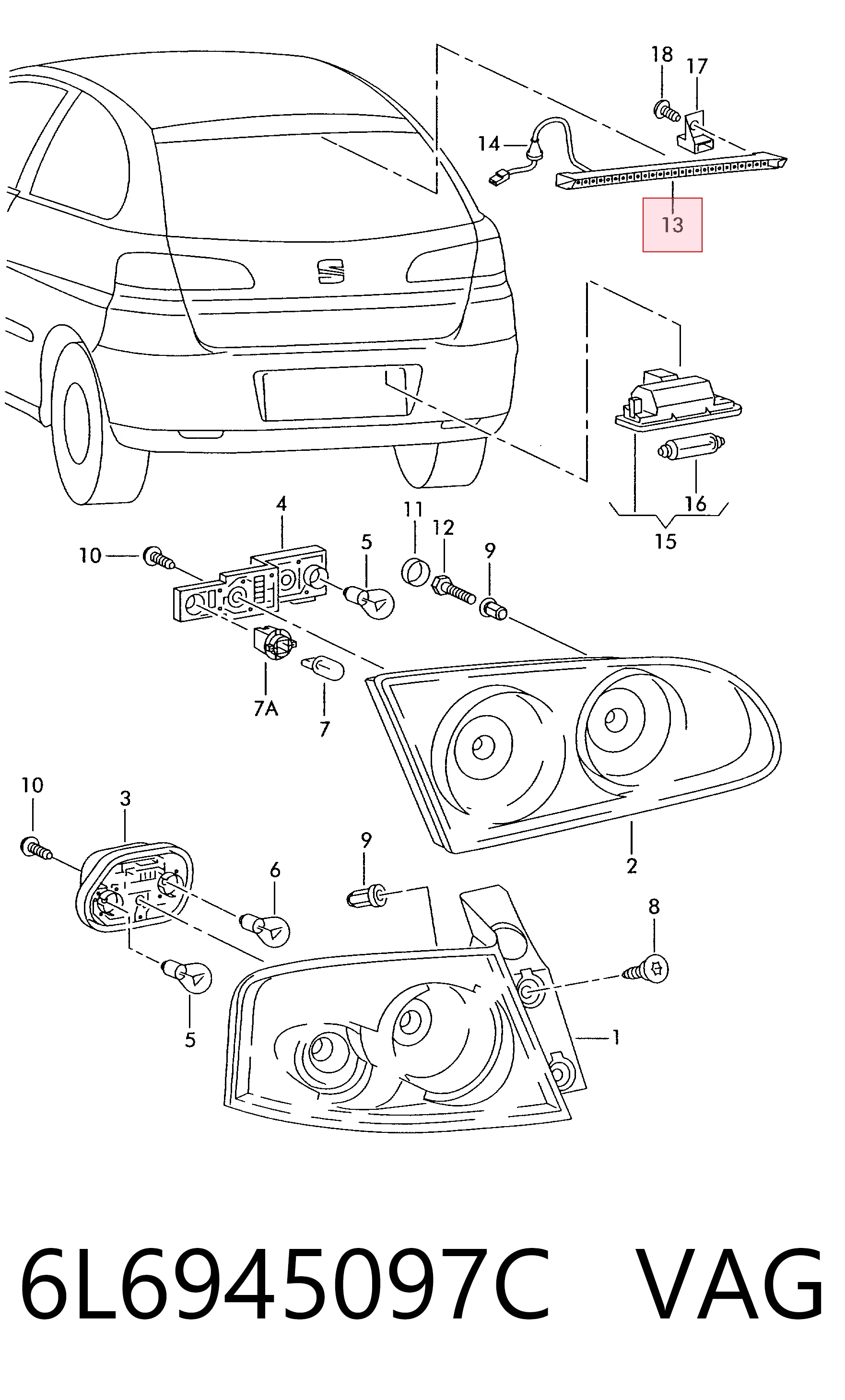  Задний стоп Seat Ibiza 3