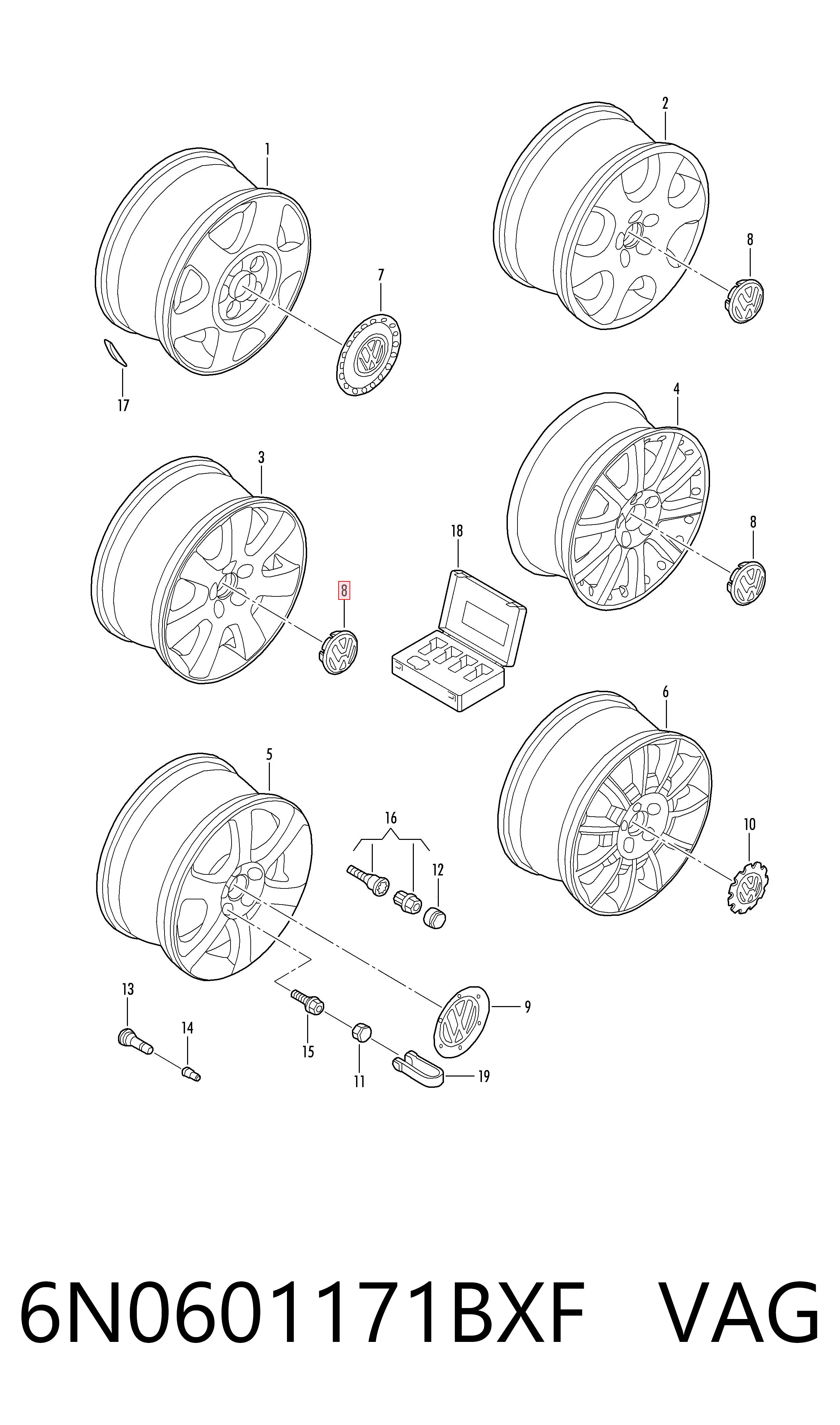 Колпак колесного диска Volkswagen Passat B3, B4 универсал (3A5, 351, 315) (1988 - 1997) цена, от 19.53 USD
