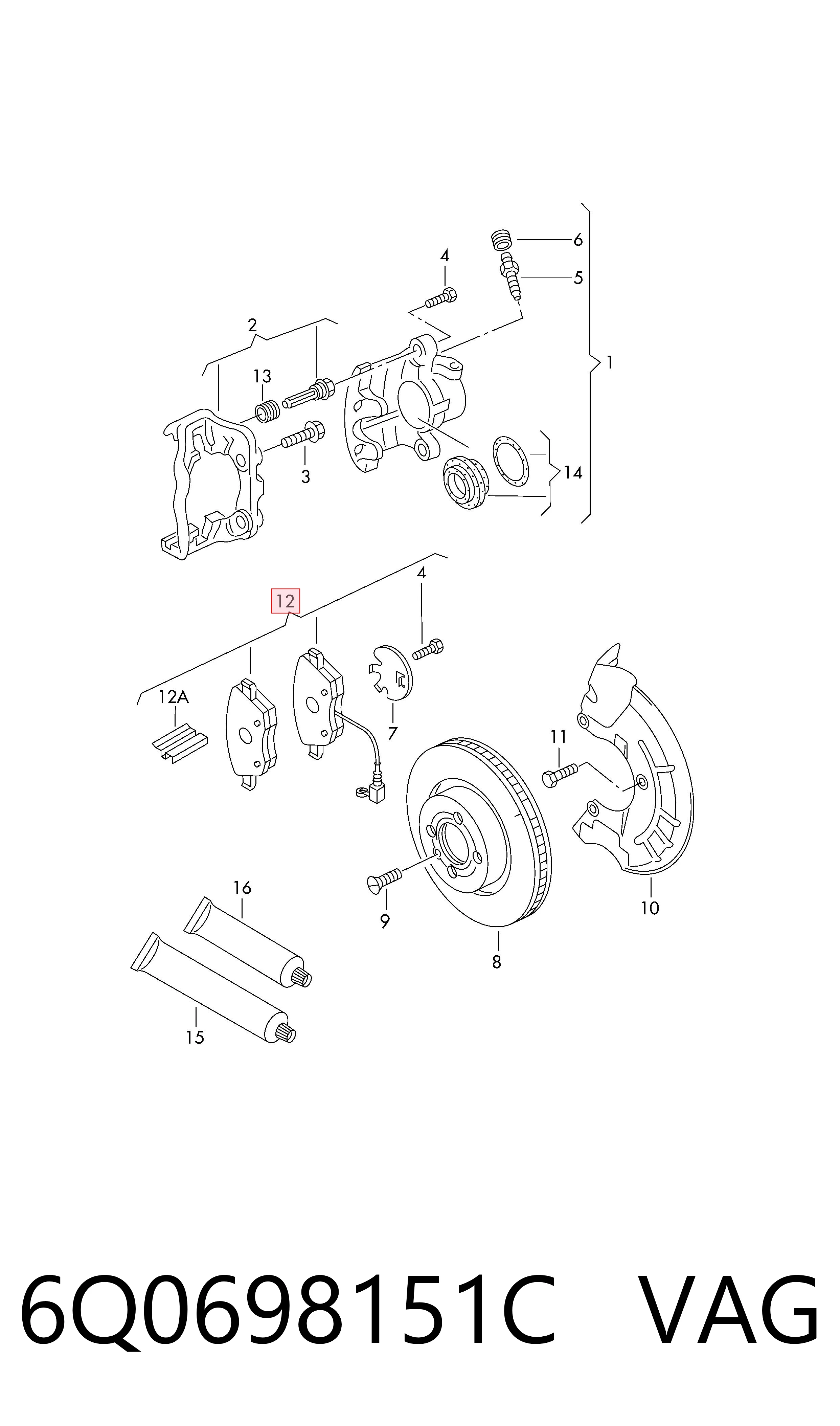 6Q0698151C VAG Колодки передние