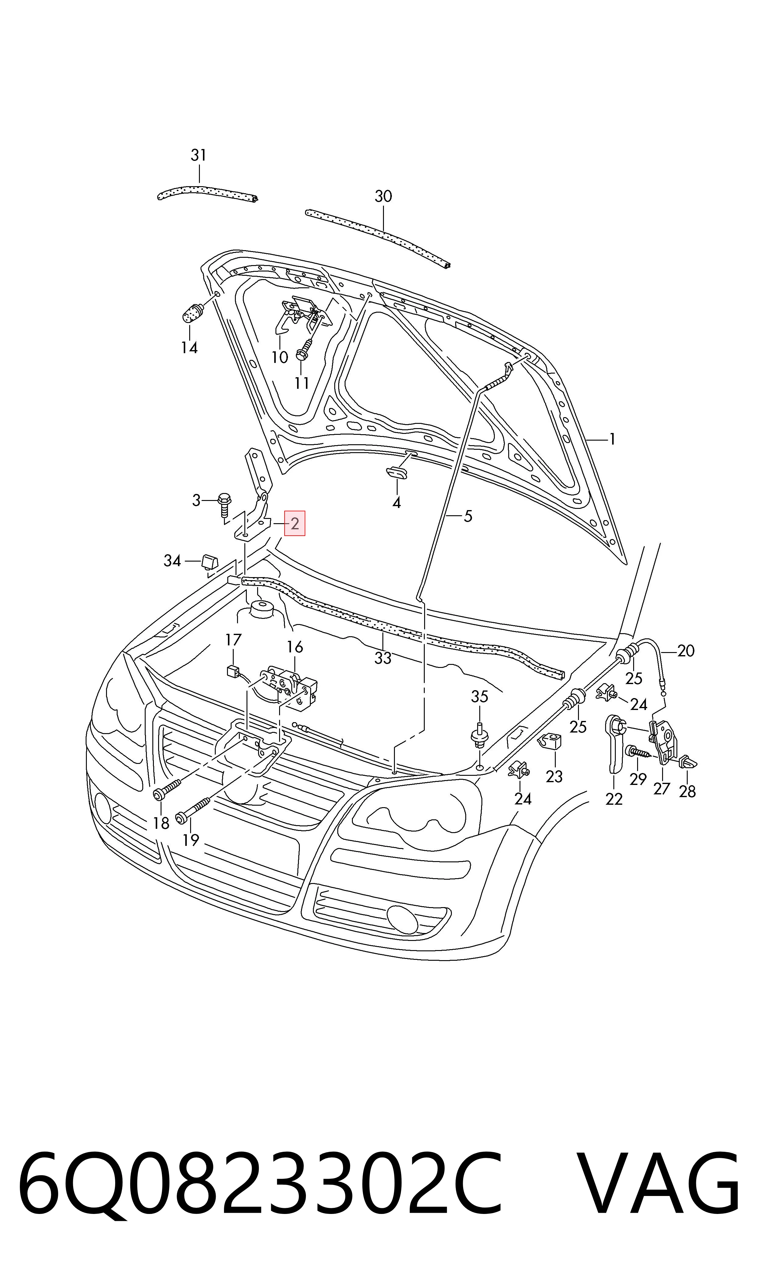 Петля капота правая 6Q0823302C VAG