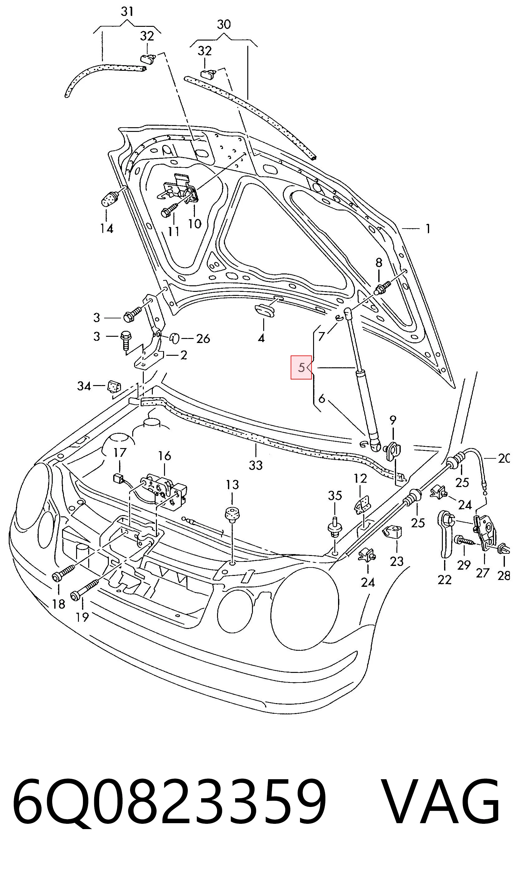 Амортизатор капота газовый Volkswagen Polo IV хэтчбек (9N, 9A) (2001 - 2014) цена, от 11.75 USD