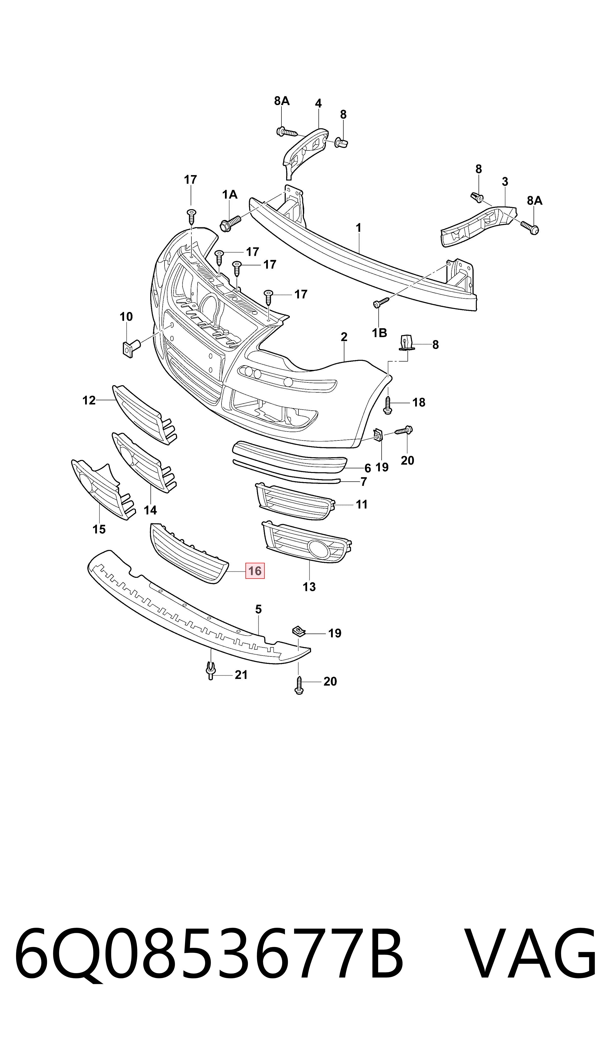Купить Решетка бампера Фольксваген Поло IV 9N, 9A