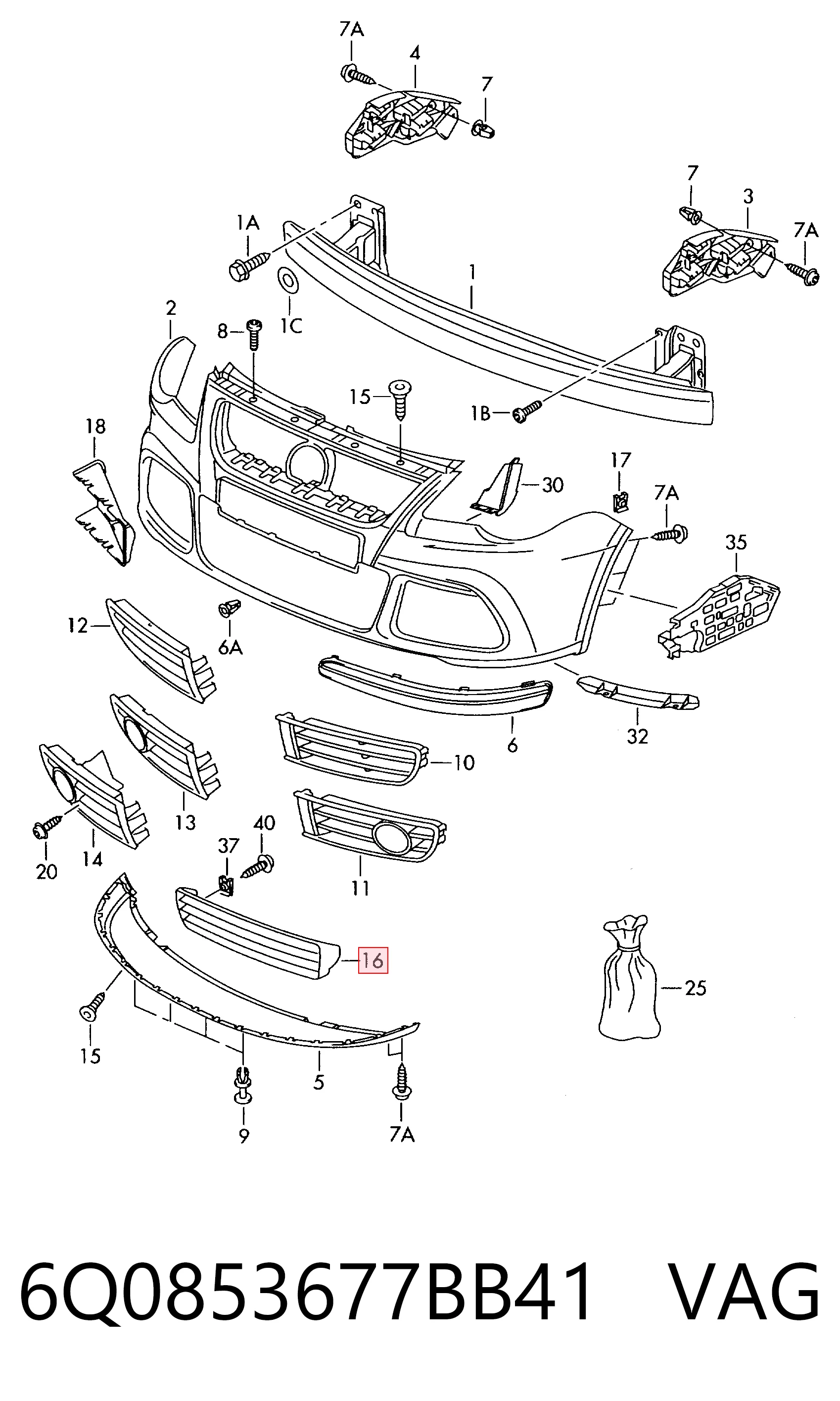  Решетка бампера Volkswagen Polo 4