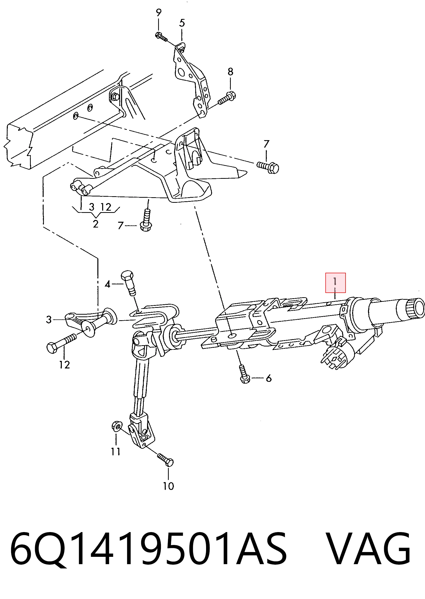Колонка рулевого управления на Volkswagen Polo IV 9N, 9A