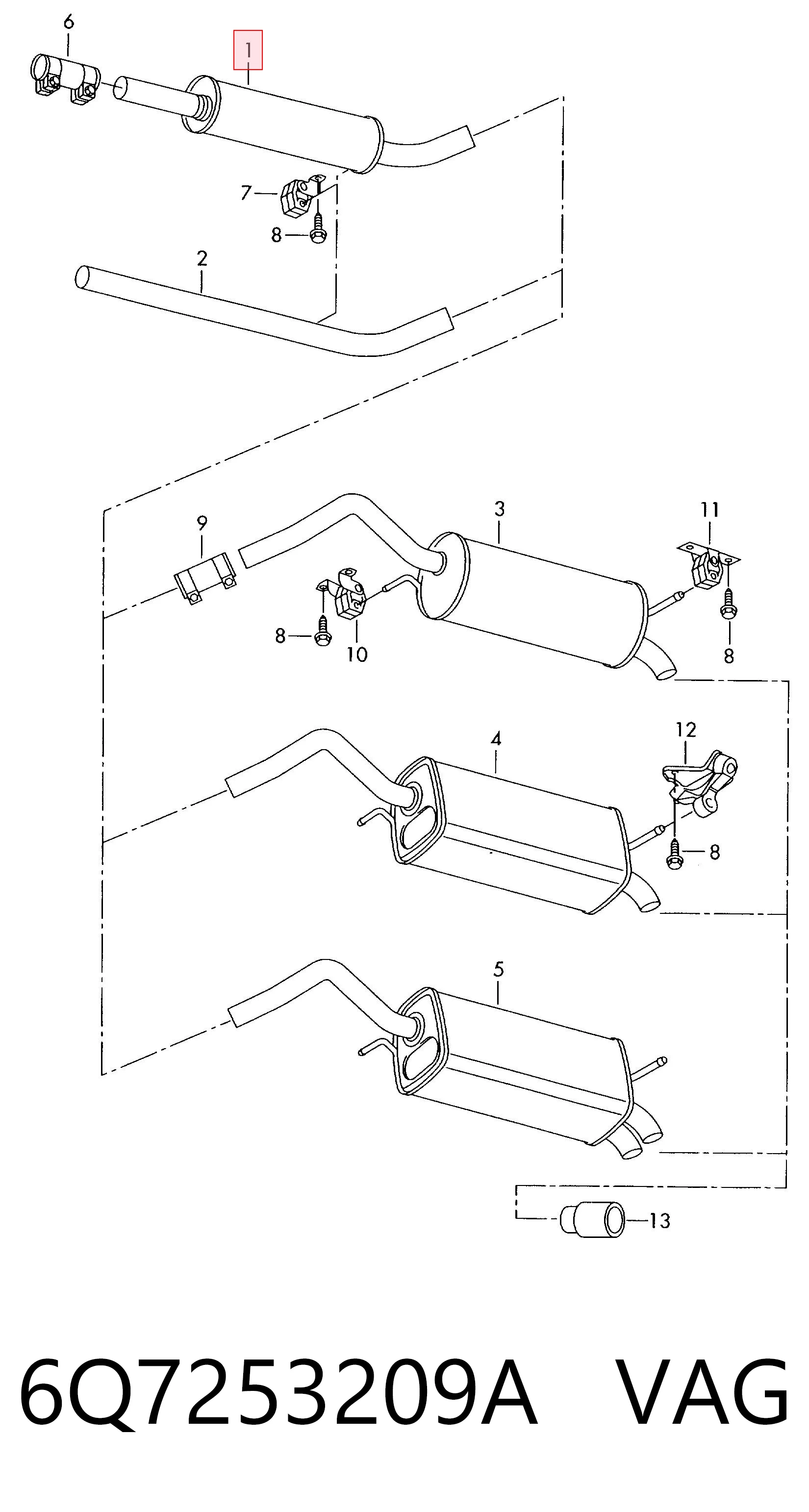 6Q7253209A VAG Глушитель центральный