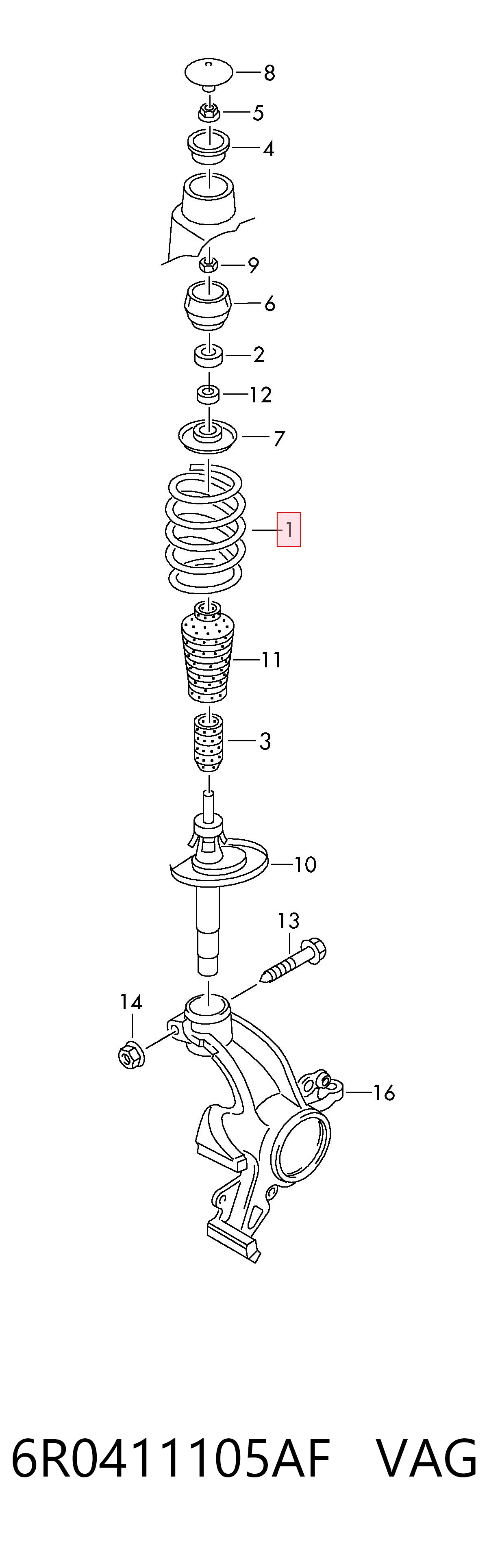 6R0411105AF VAG Пружина передней подвески