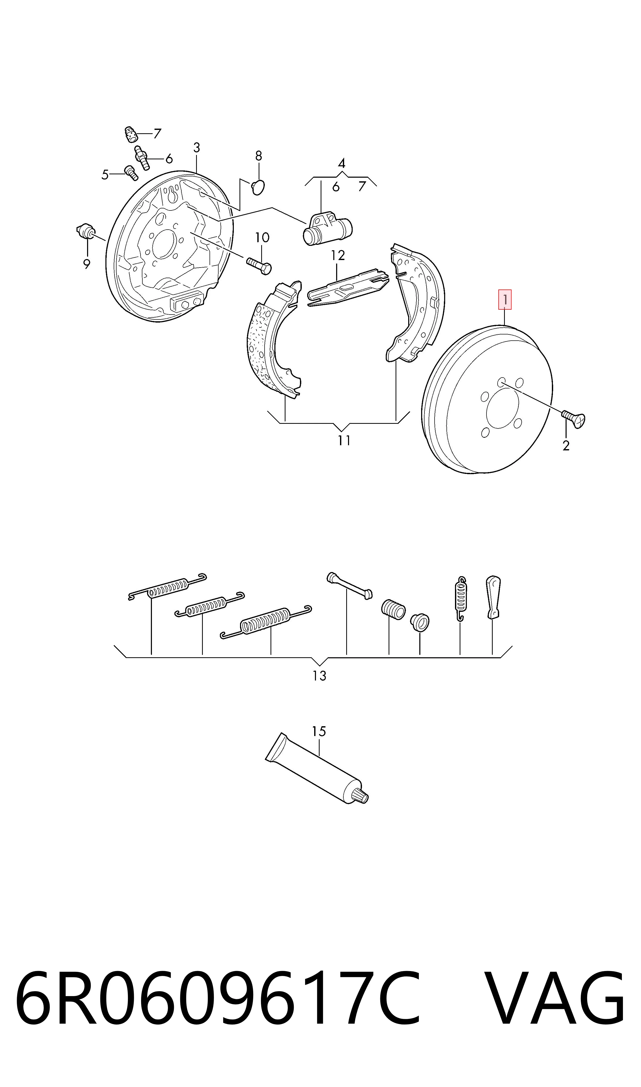 6R0609617C VAG Тормозной барабан