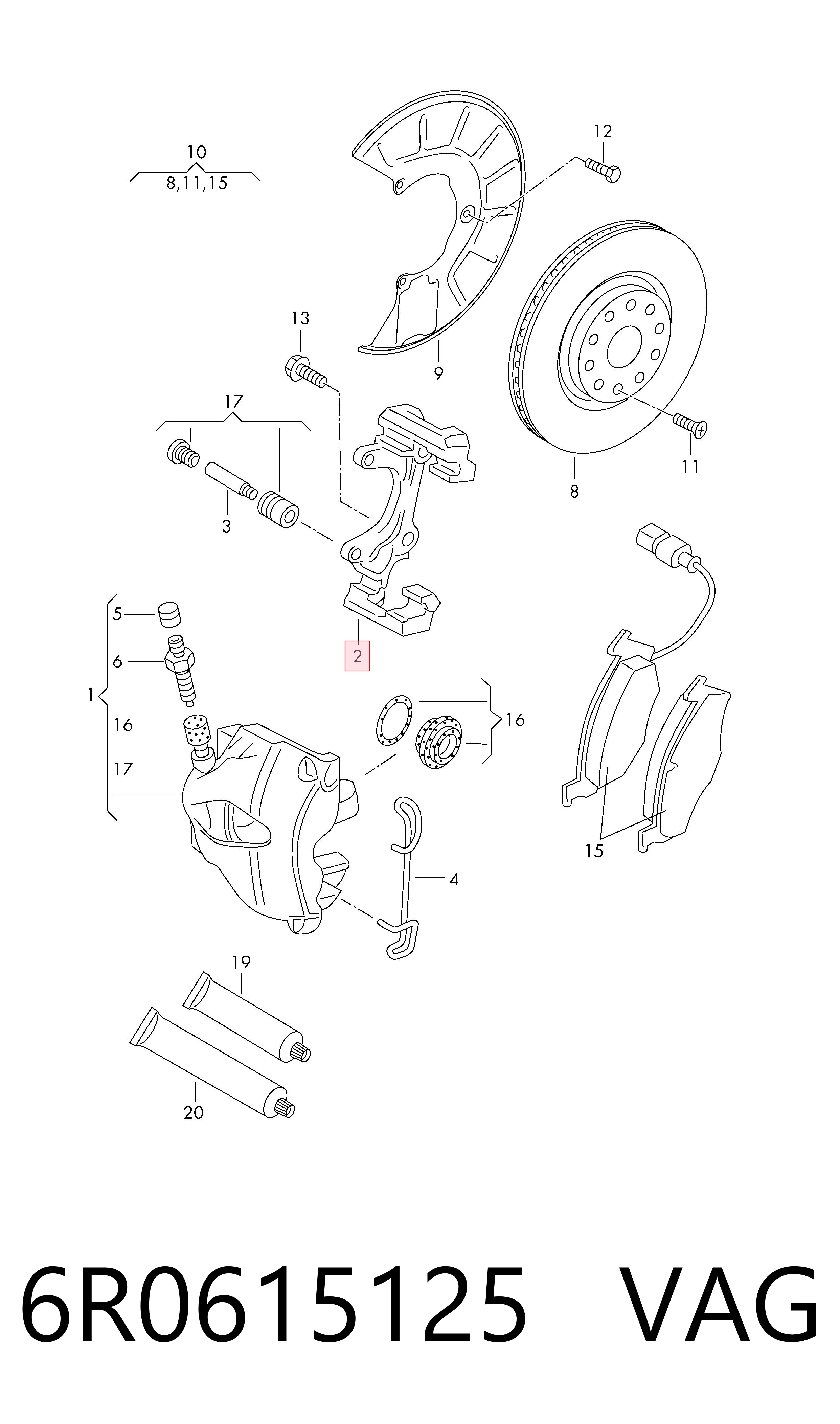6R0615125 VAG Скоба суппорта переднего