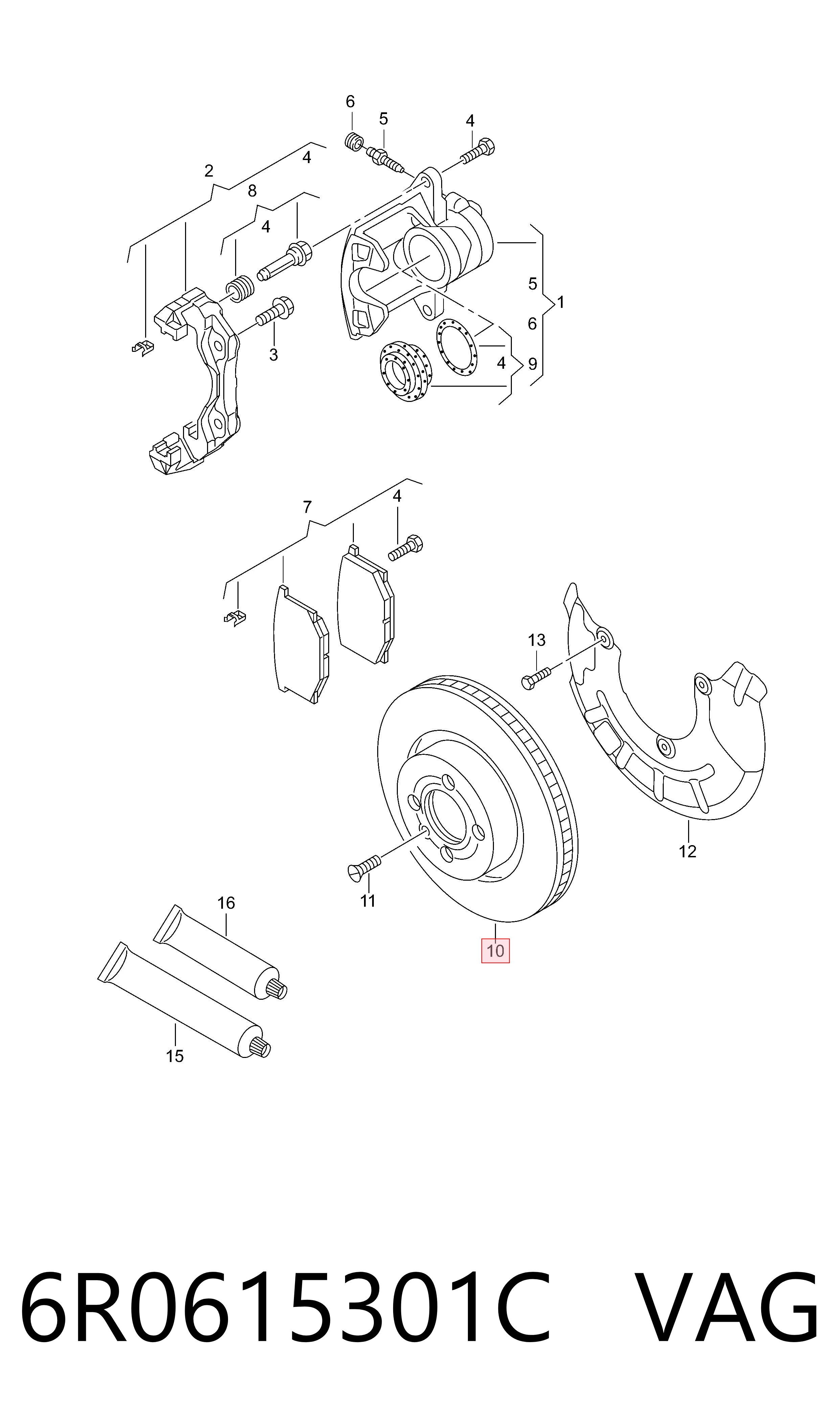 Купить 6R0615301C VAG Ротор тормозной