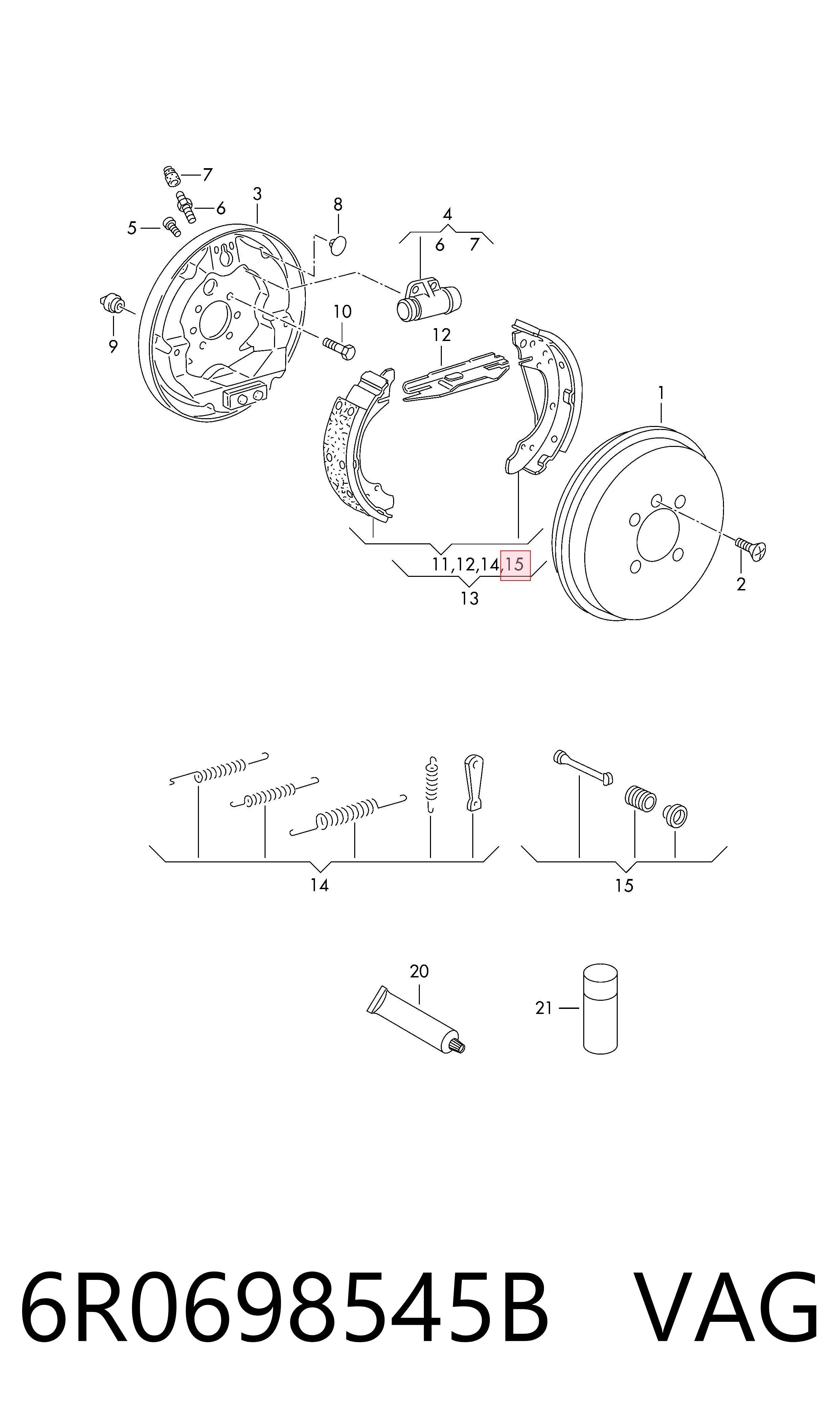6R0698545B VAG Ремкомплект торм. колодок
