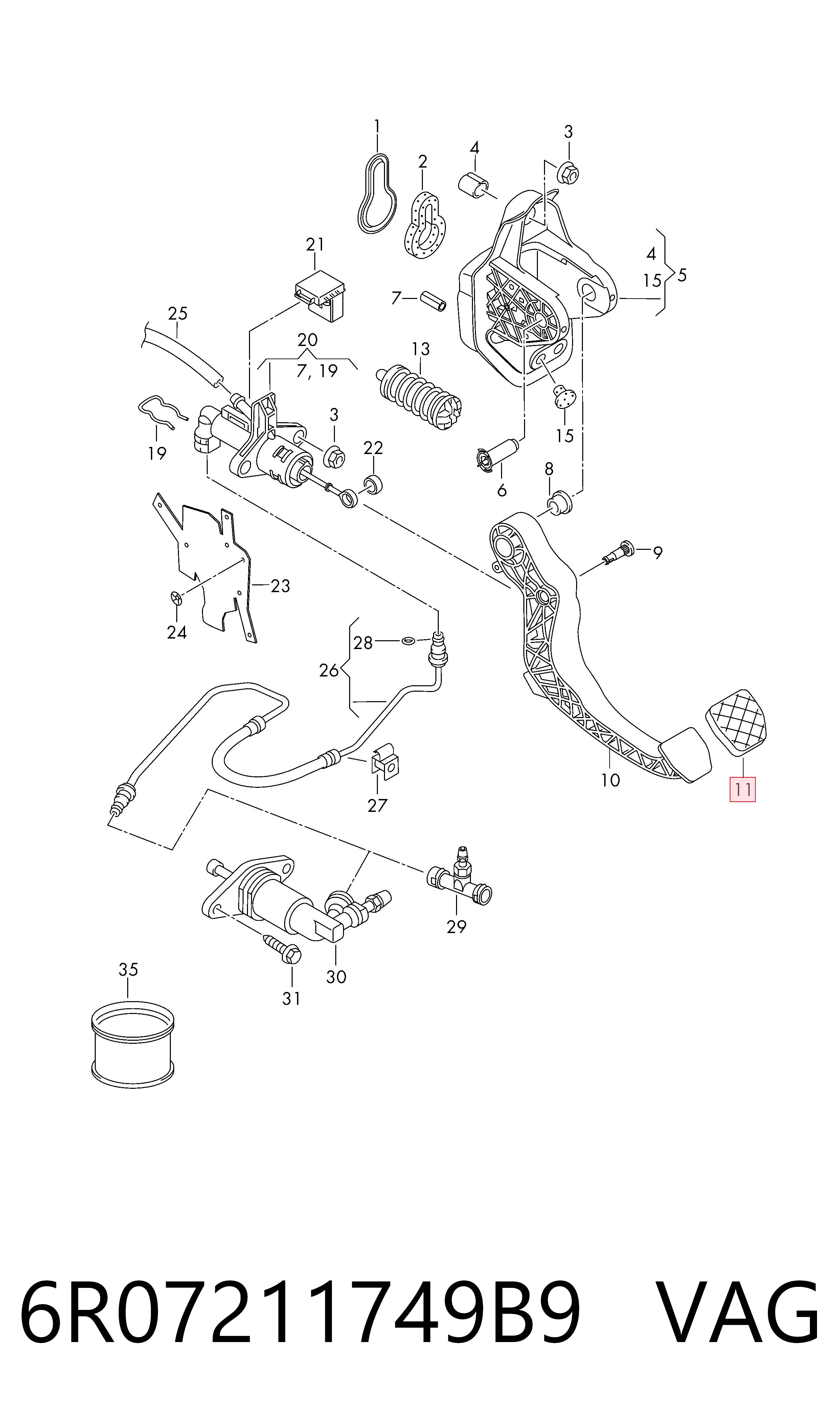 6R07211749B9 VAG Накладка педали сцепления