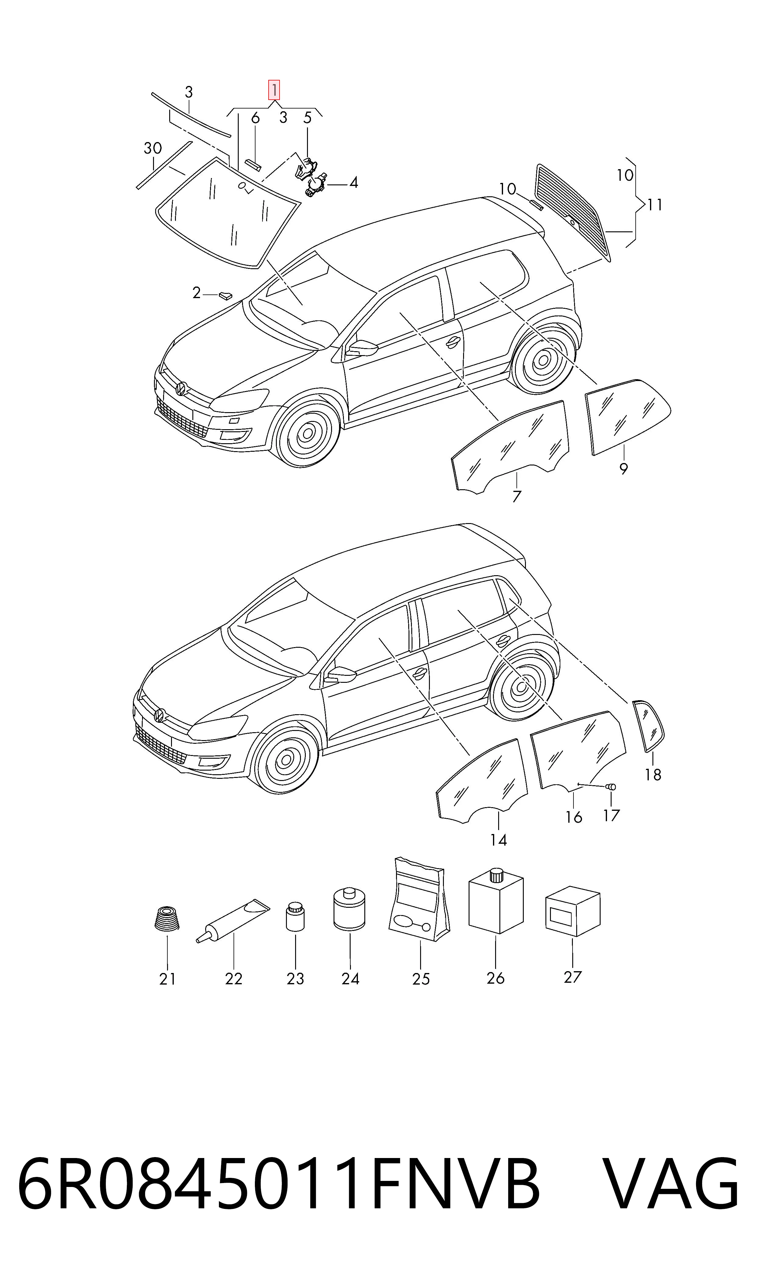 6R0845011FNVB VAG Автостекло