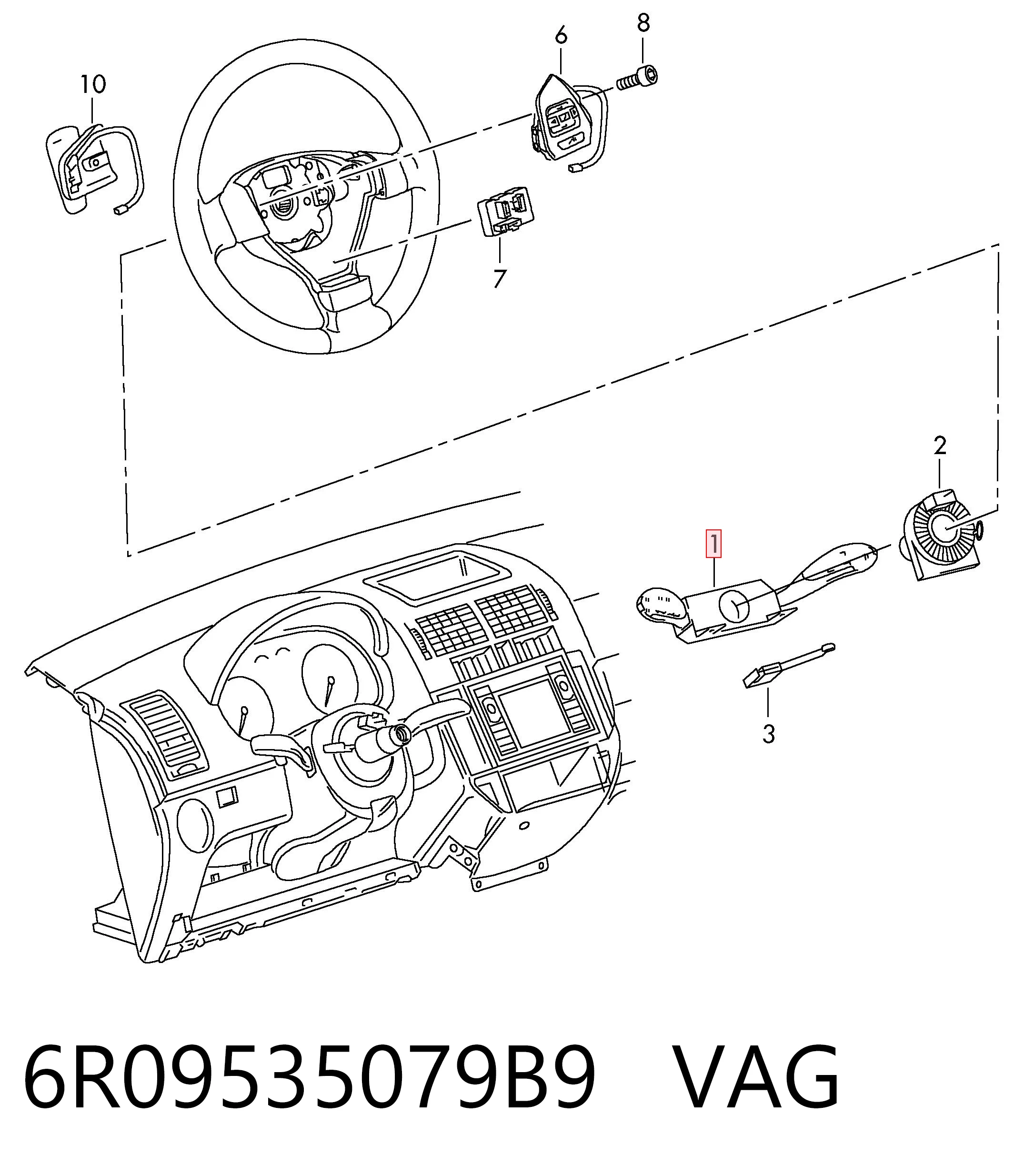 Переключатели подрулевые Volkswagen Polo V хэтчбек (6R1, 6C1) (2009 - 2022) цена, от 93.05 USD