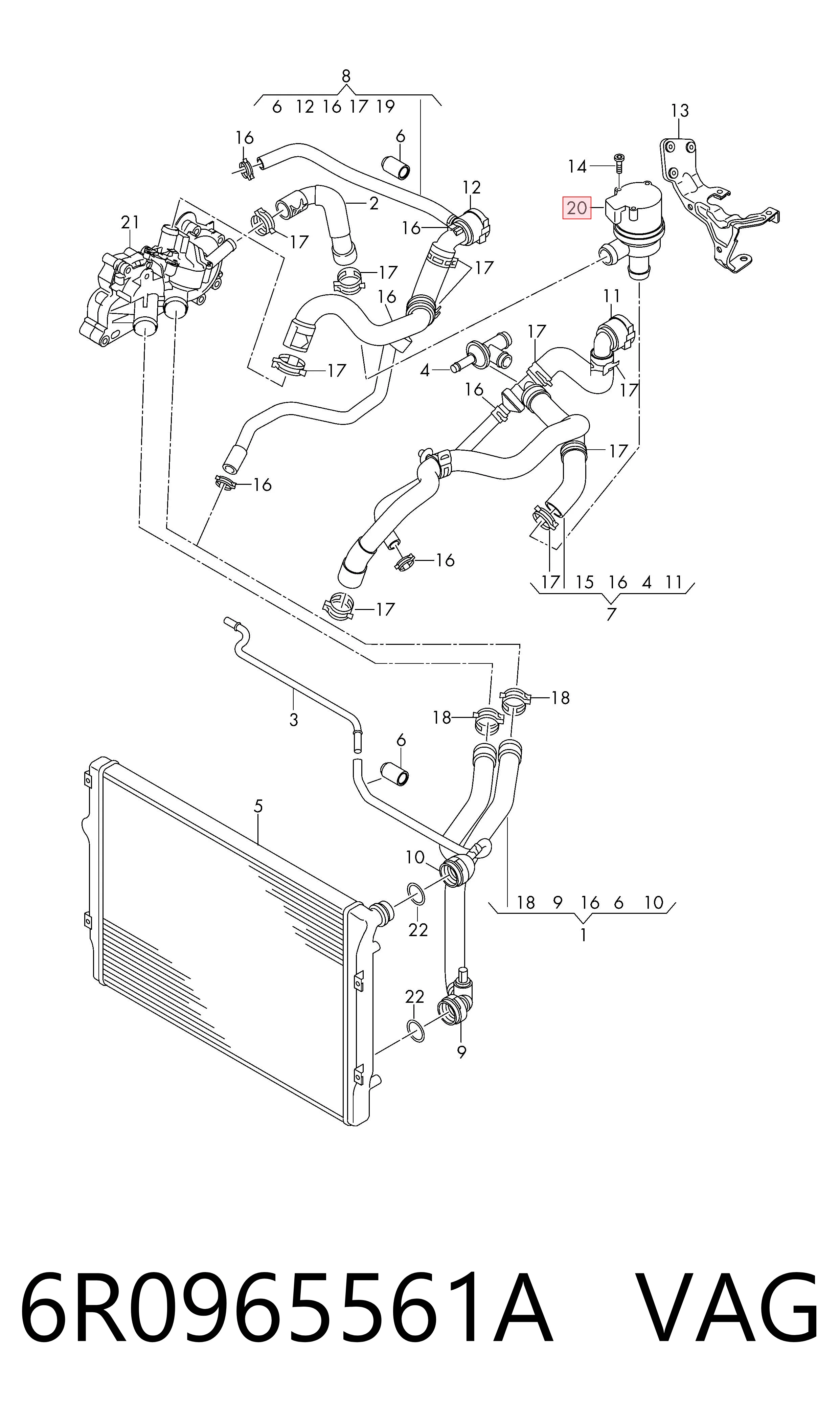 6R0965561A VAG Водяной насос охлаждения электрический дополнительный