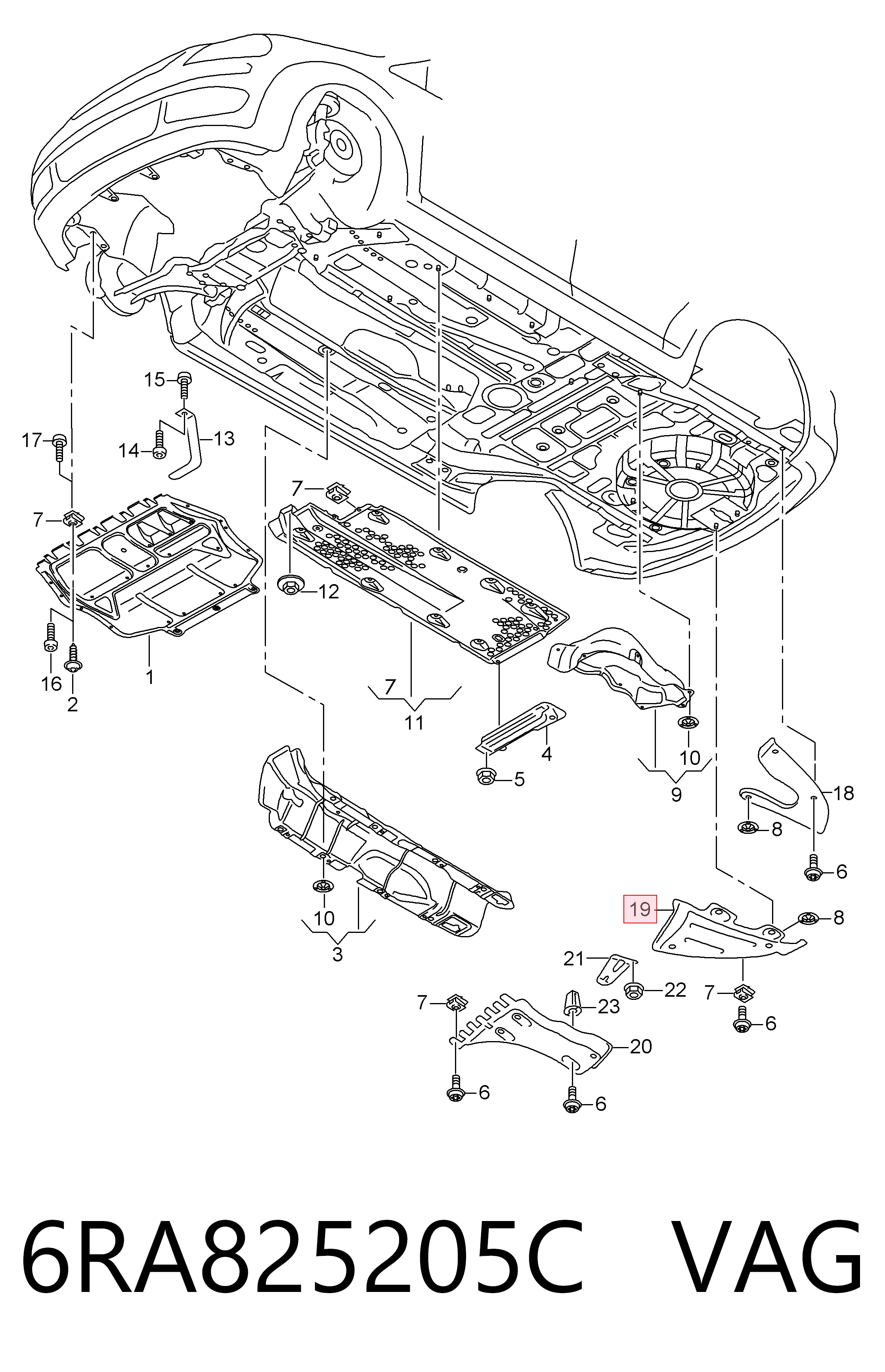 6RA825205C VAG Защита днища задняя правая