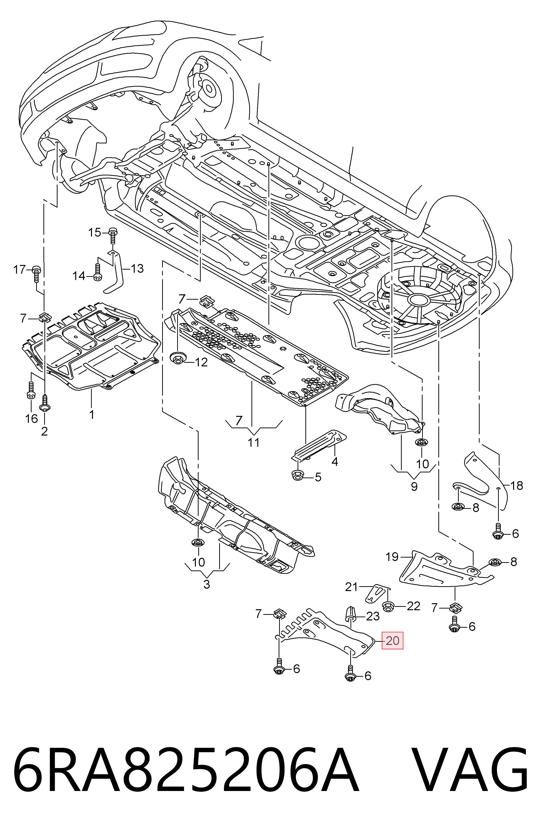 6RA825206A VAG Защита днища задняя левая