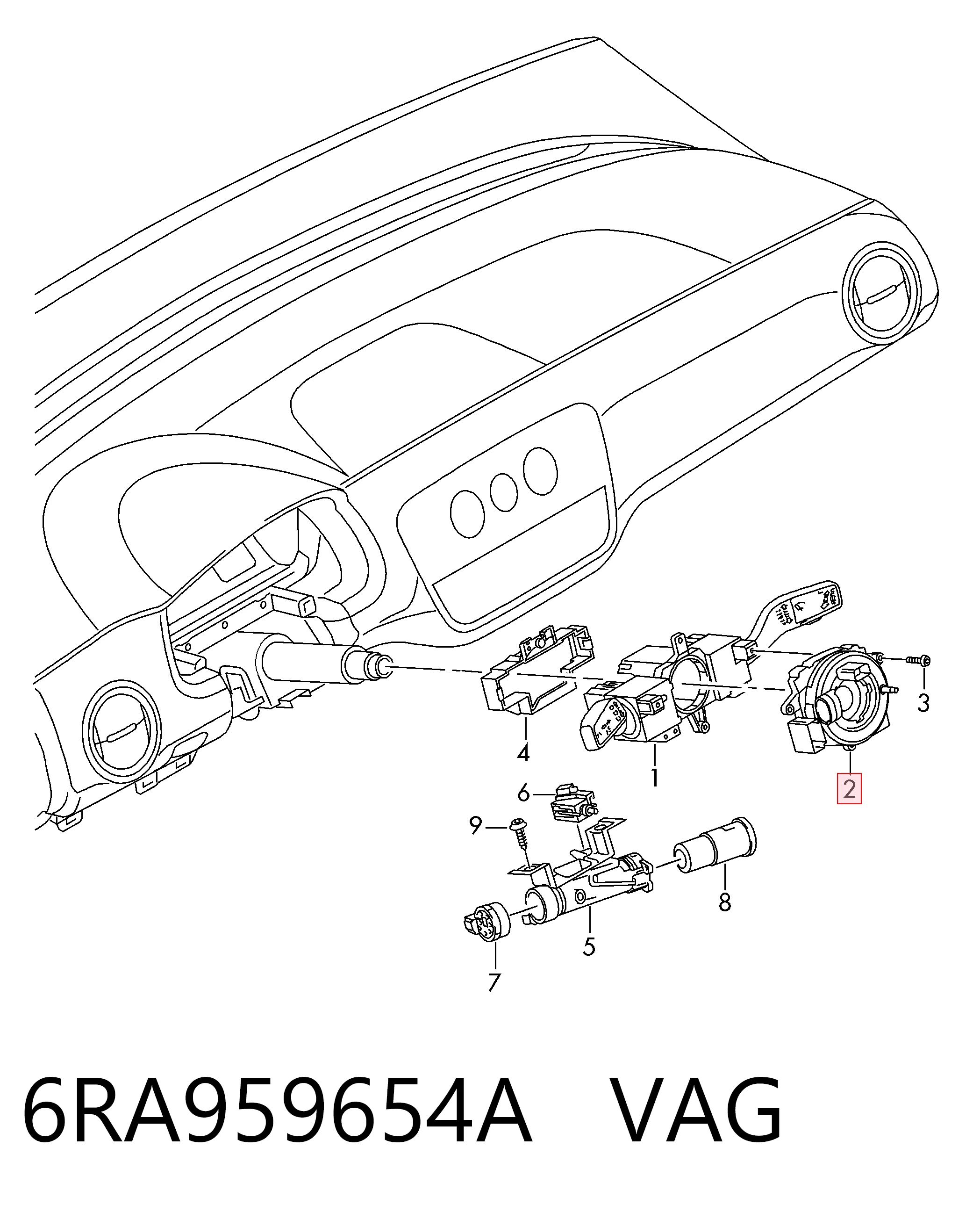 Контактное кольцо подушки безопасности VAG 6RA959654A цена, от 149.55 USD