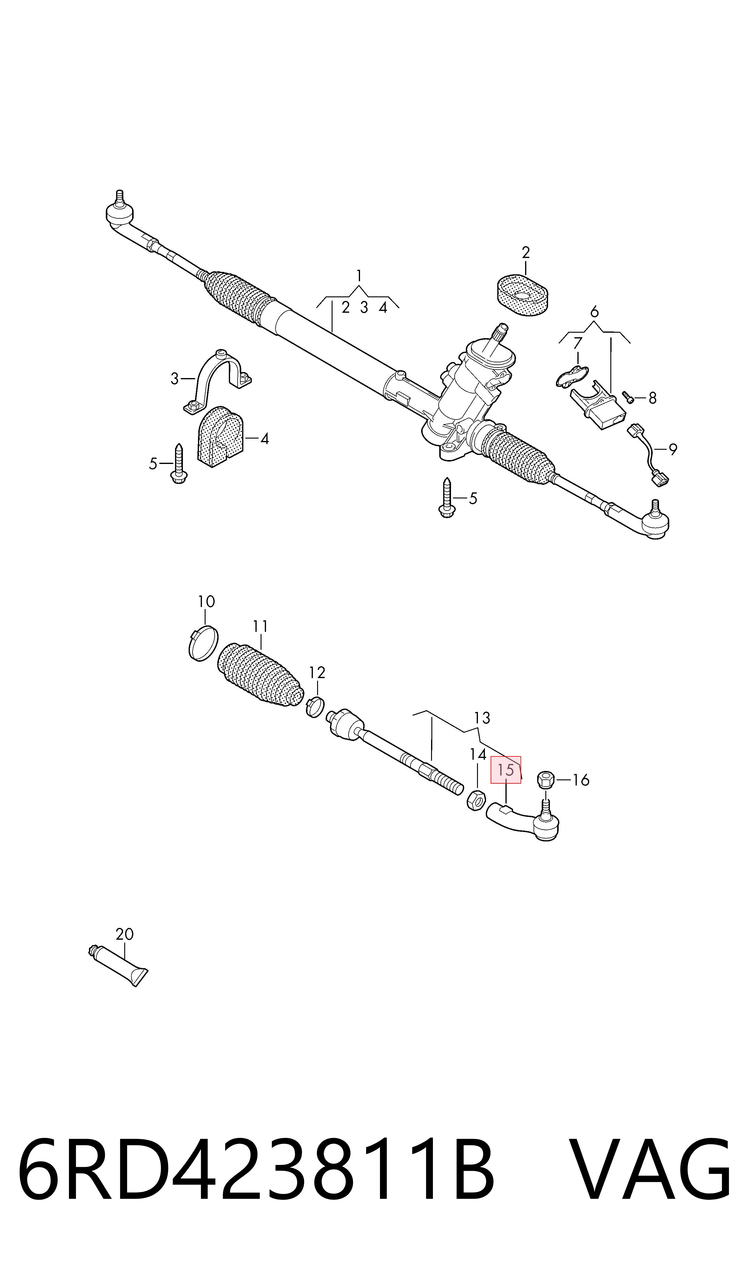 Рулевой наконечник VAG 6RD423811B цена, от 11.61 USD