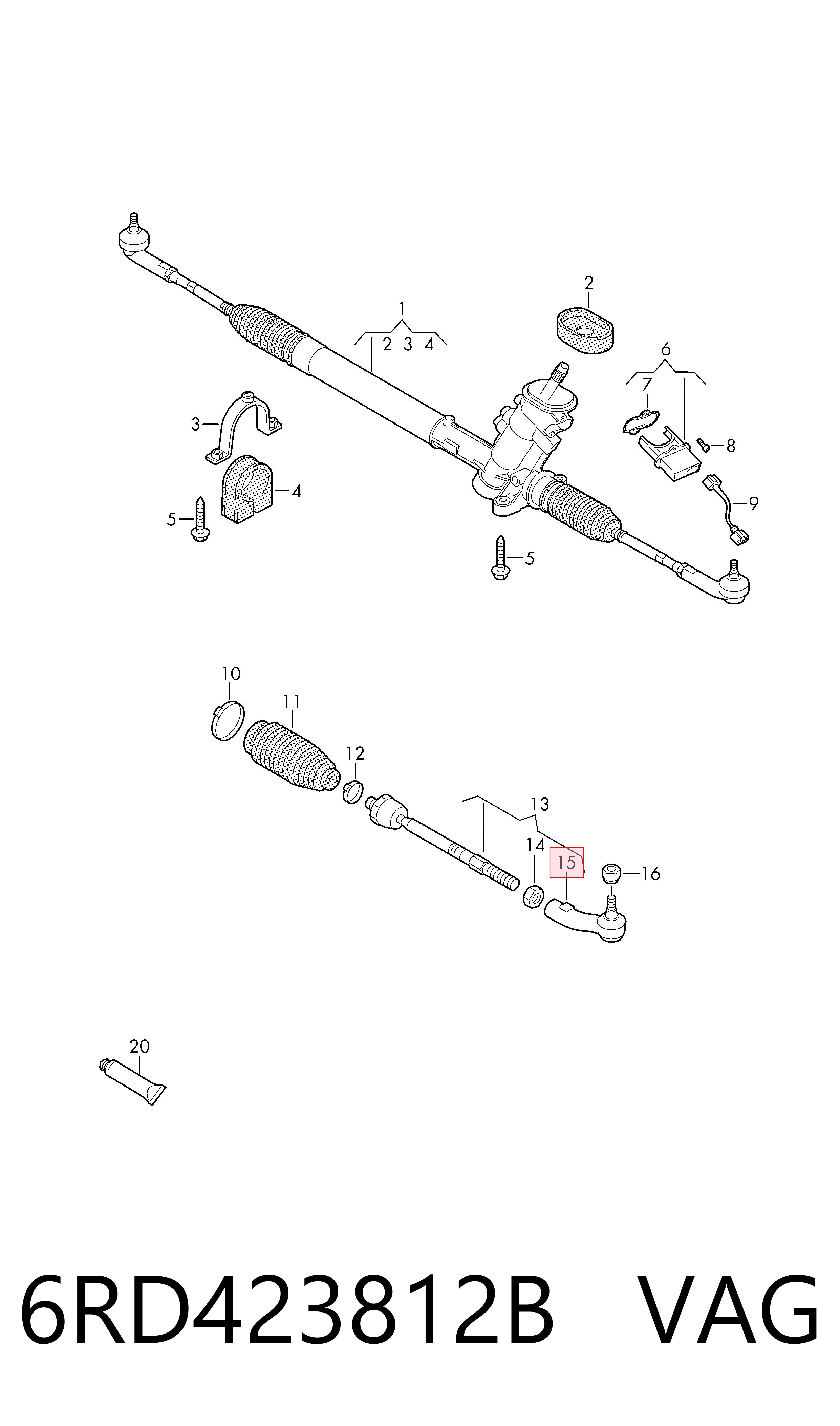 Рулевой наконечник VAG 6RD423812B цена, от 9.76 USD