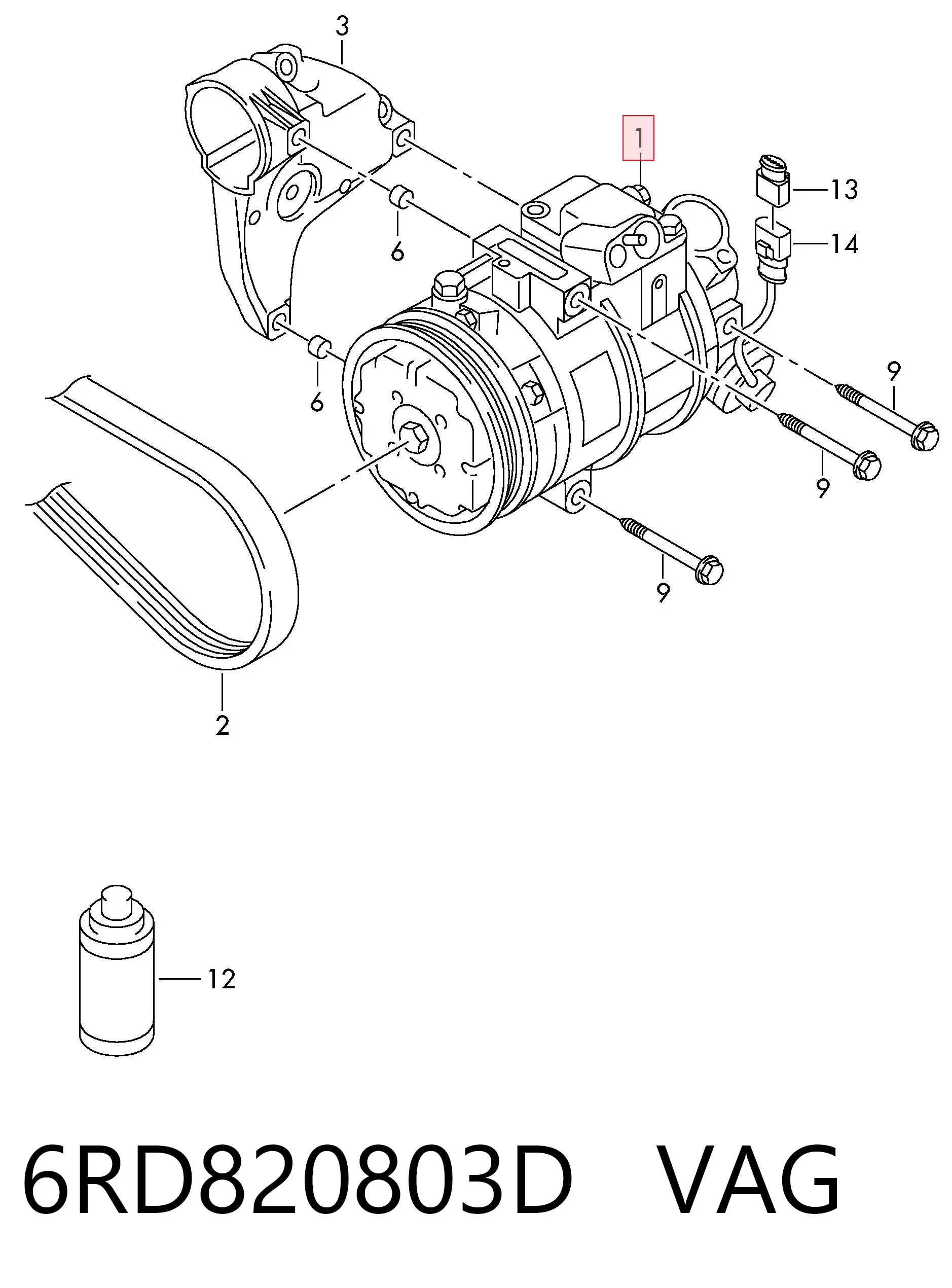 6RD820803D VAG Компрессор хладагента