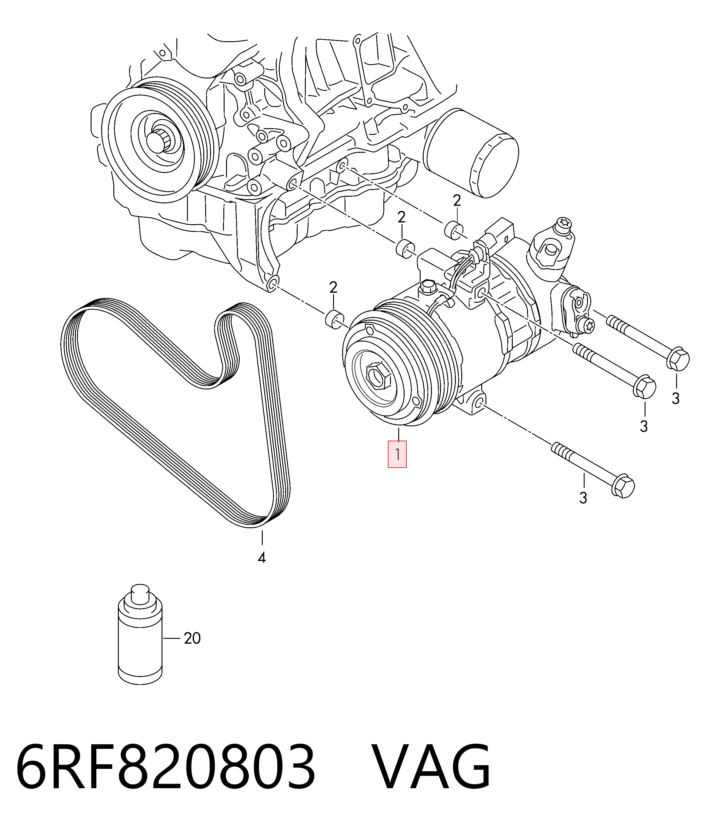 6RF820803 VAG Компрессор хладагента