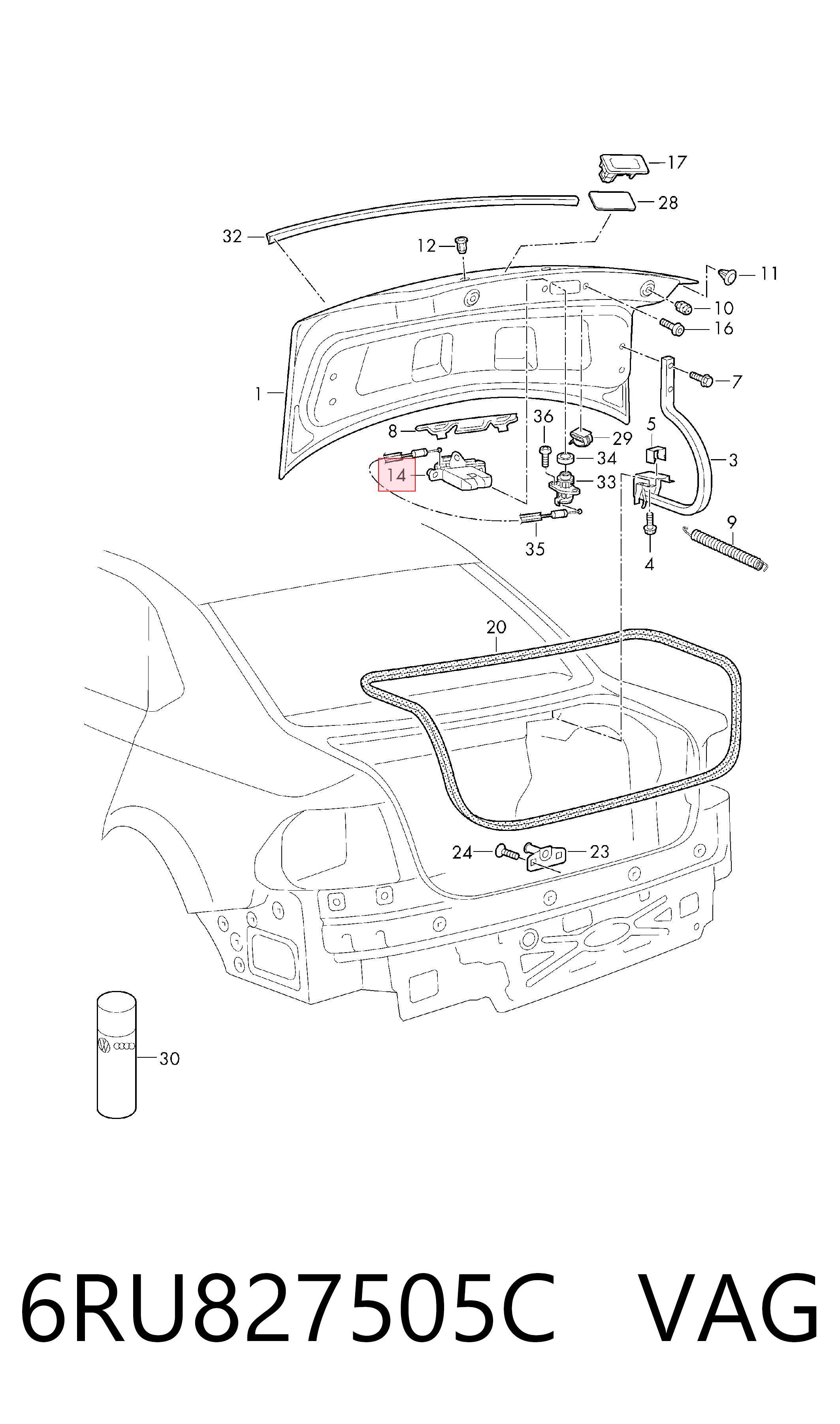 Замок двери багажника VAG 6RU827505C цена, от 80.39 USD