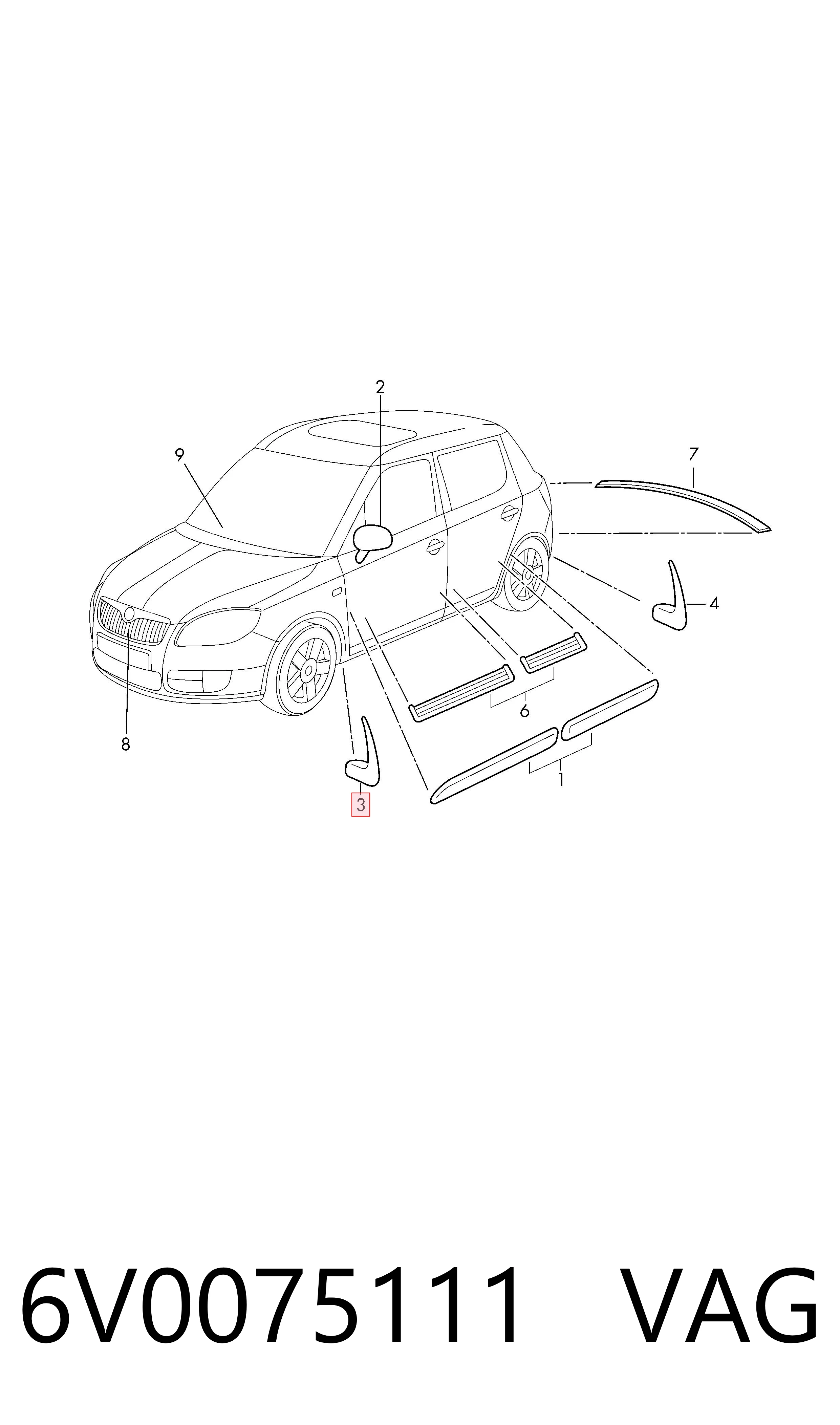6V0075111 VAG Комплект передних брызговиков