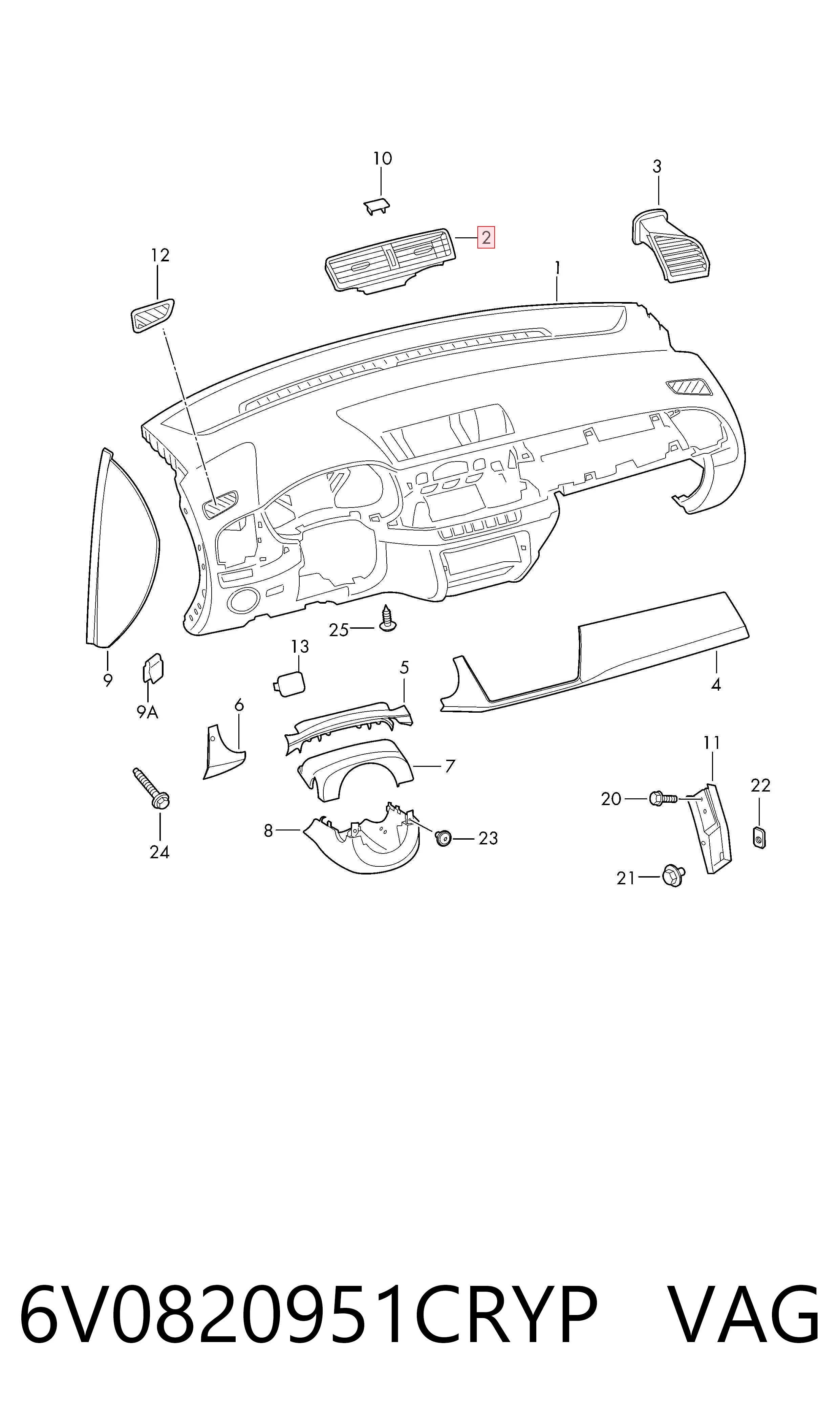 6V0820951CRYP VAG Решетка воздуховода