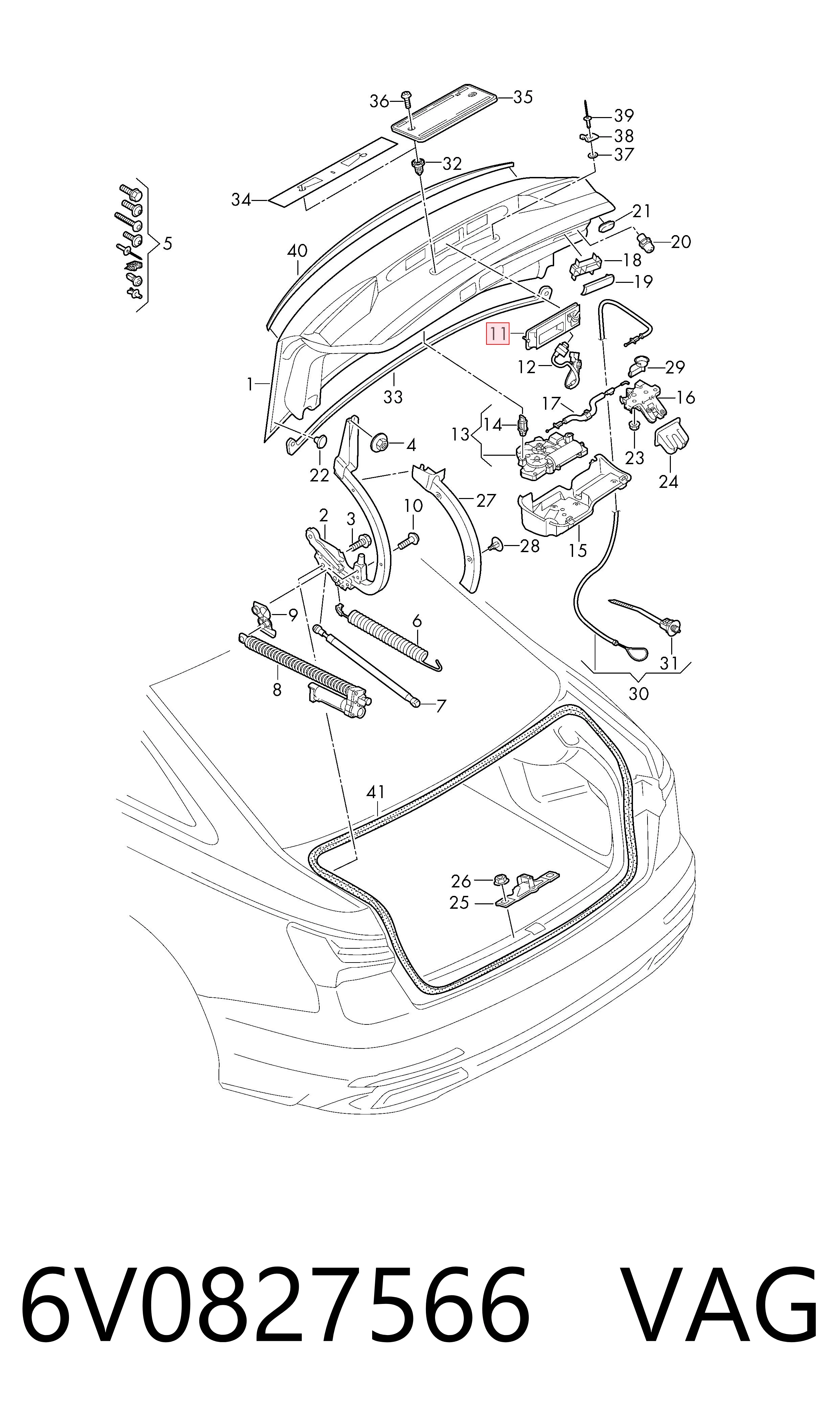 Кнопка привода замка багажника 6V0827566 VAG