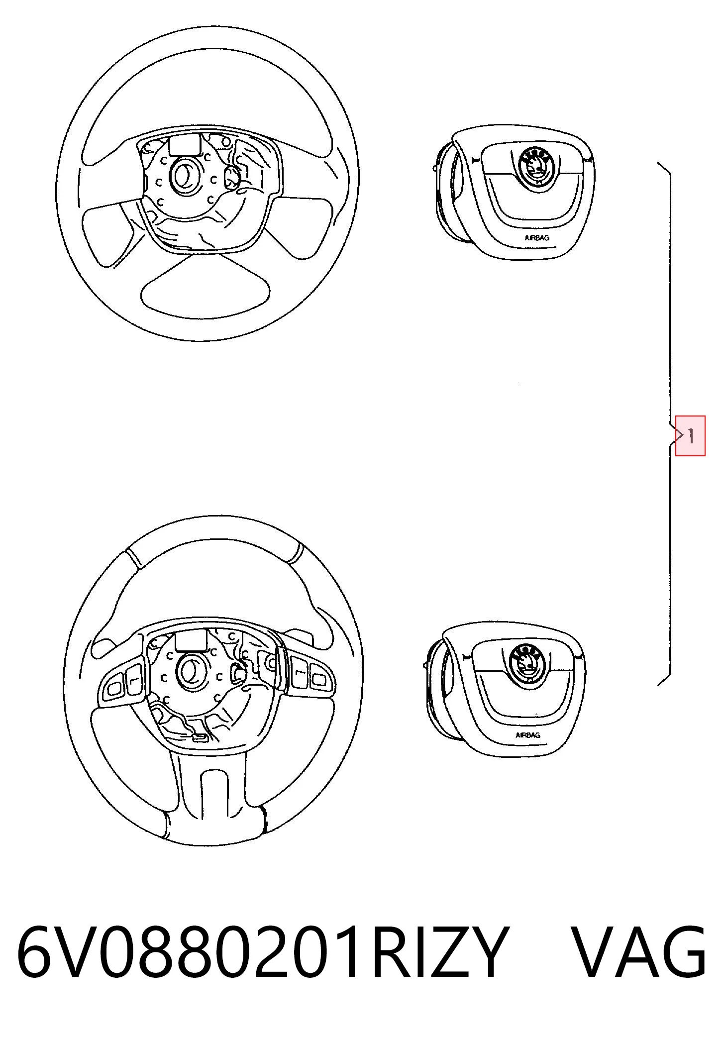 6V0880201RIZY VAG Подушка безопасности водителя