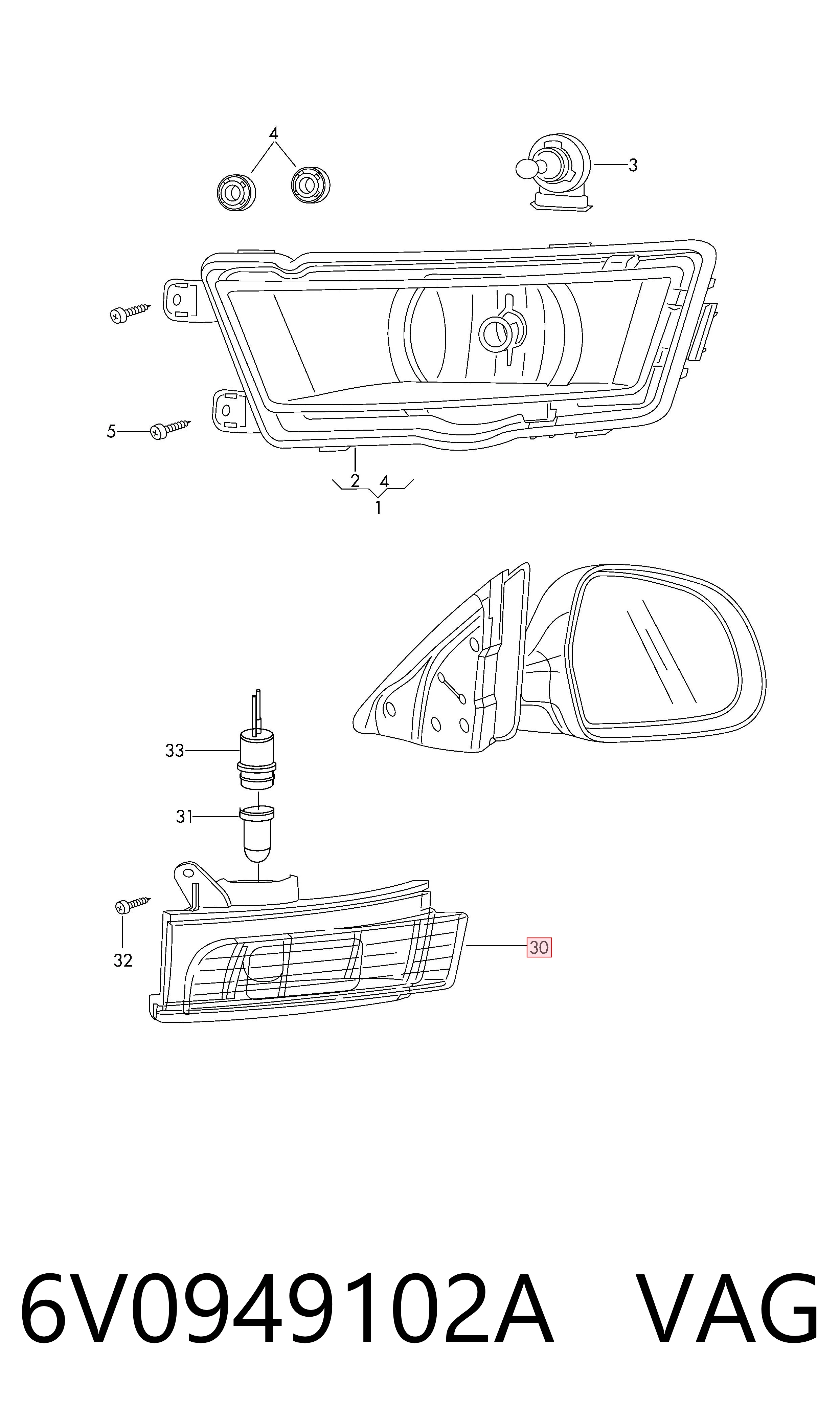 Указатель поворота зеркала, правый VAG 6V0949102A цена, от 15.81 USD