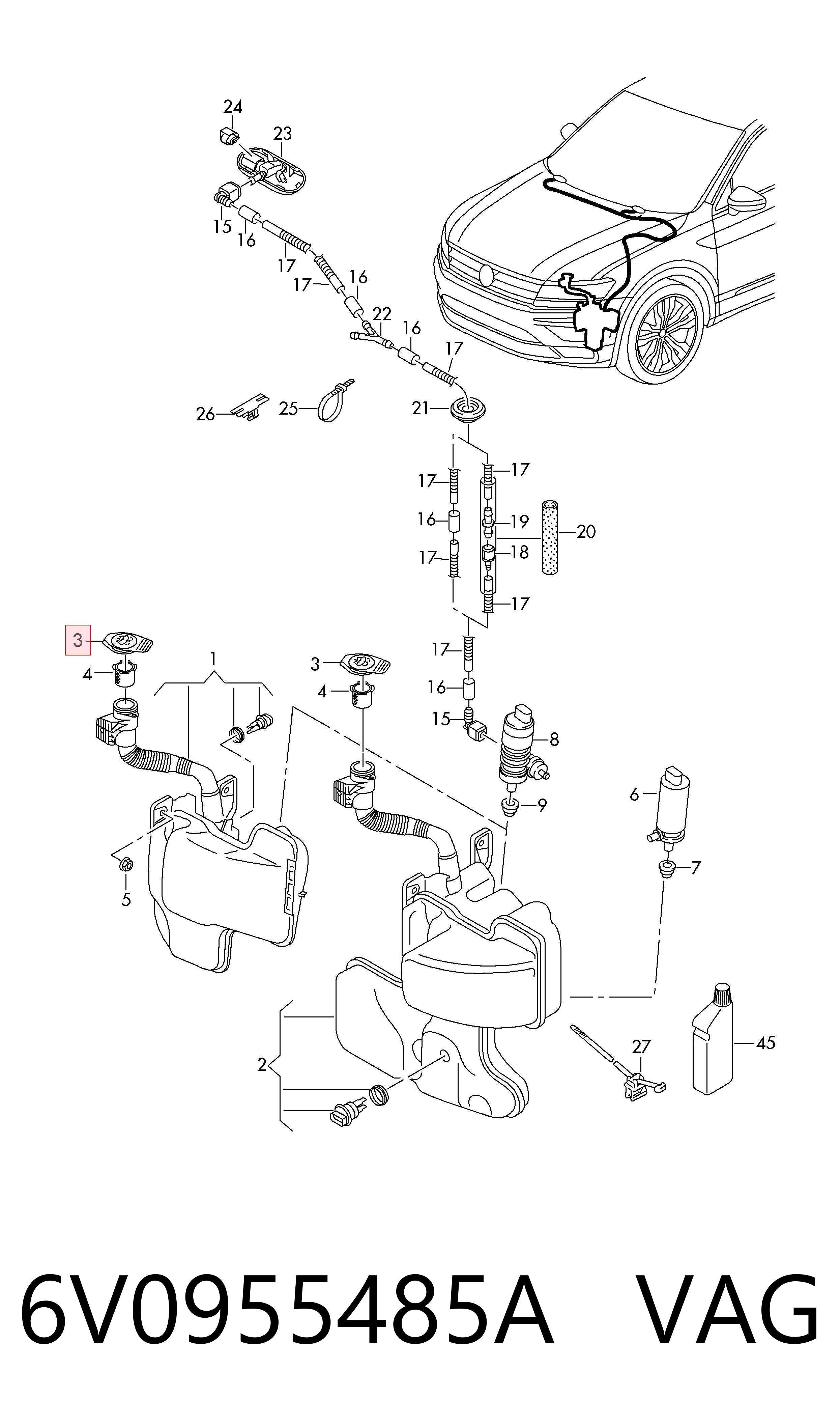 6V0955485A VAG Крышка бачка стеклоомывателя