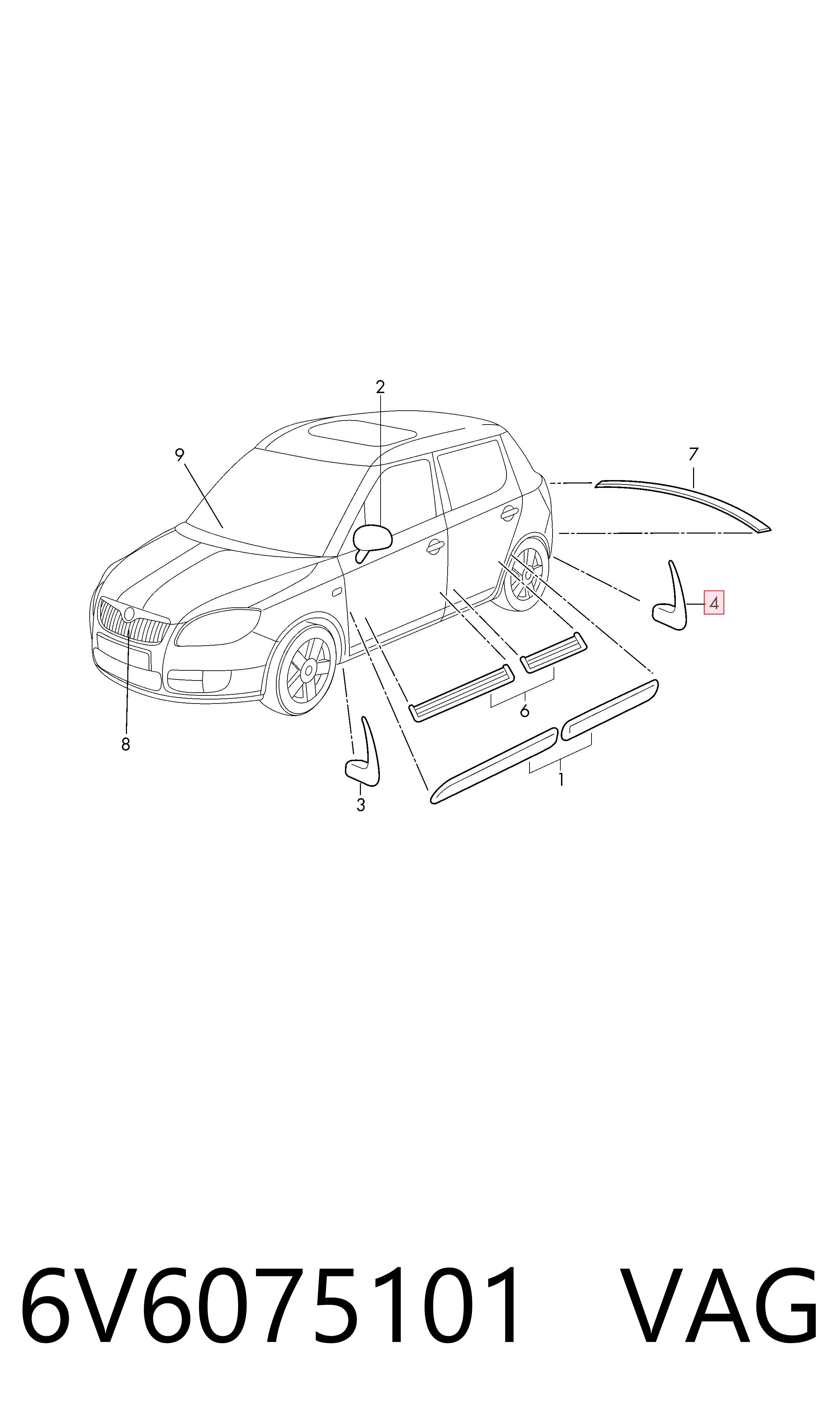 6V6075101 VAG Брызговики задние, комплект