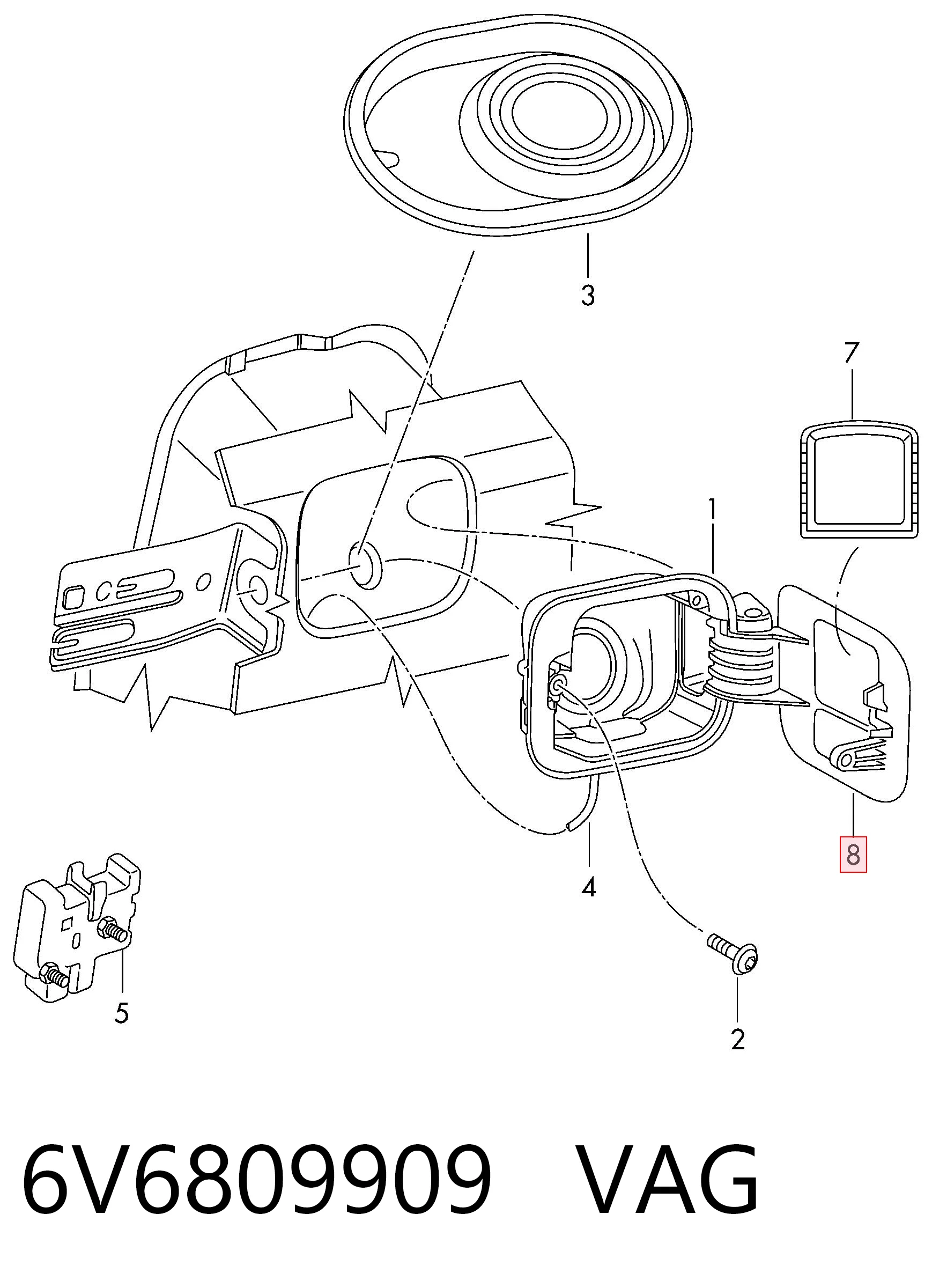 6V6809909 VAG Дверка бензобака