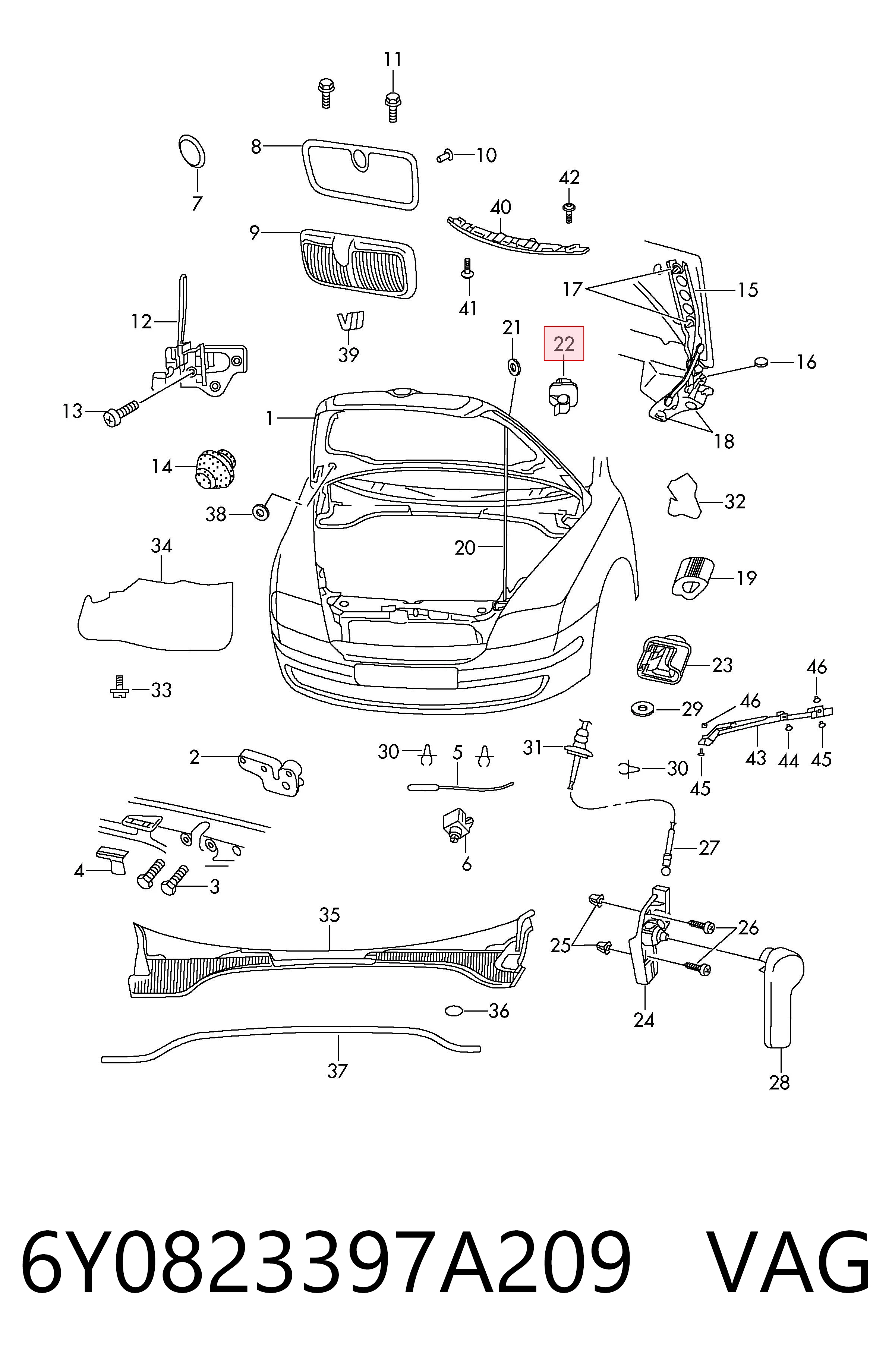 6Y0823397A209 VAG Фиксатор упора капота