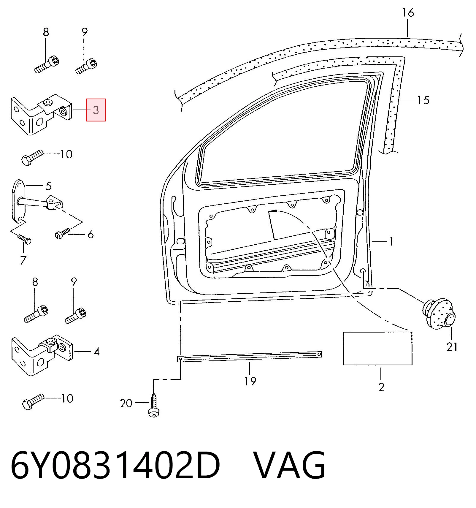 6Y0831402D VAG Завеса двери передней правой