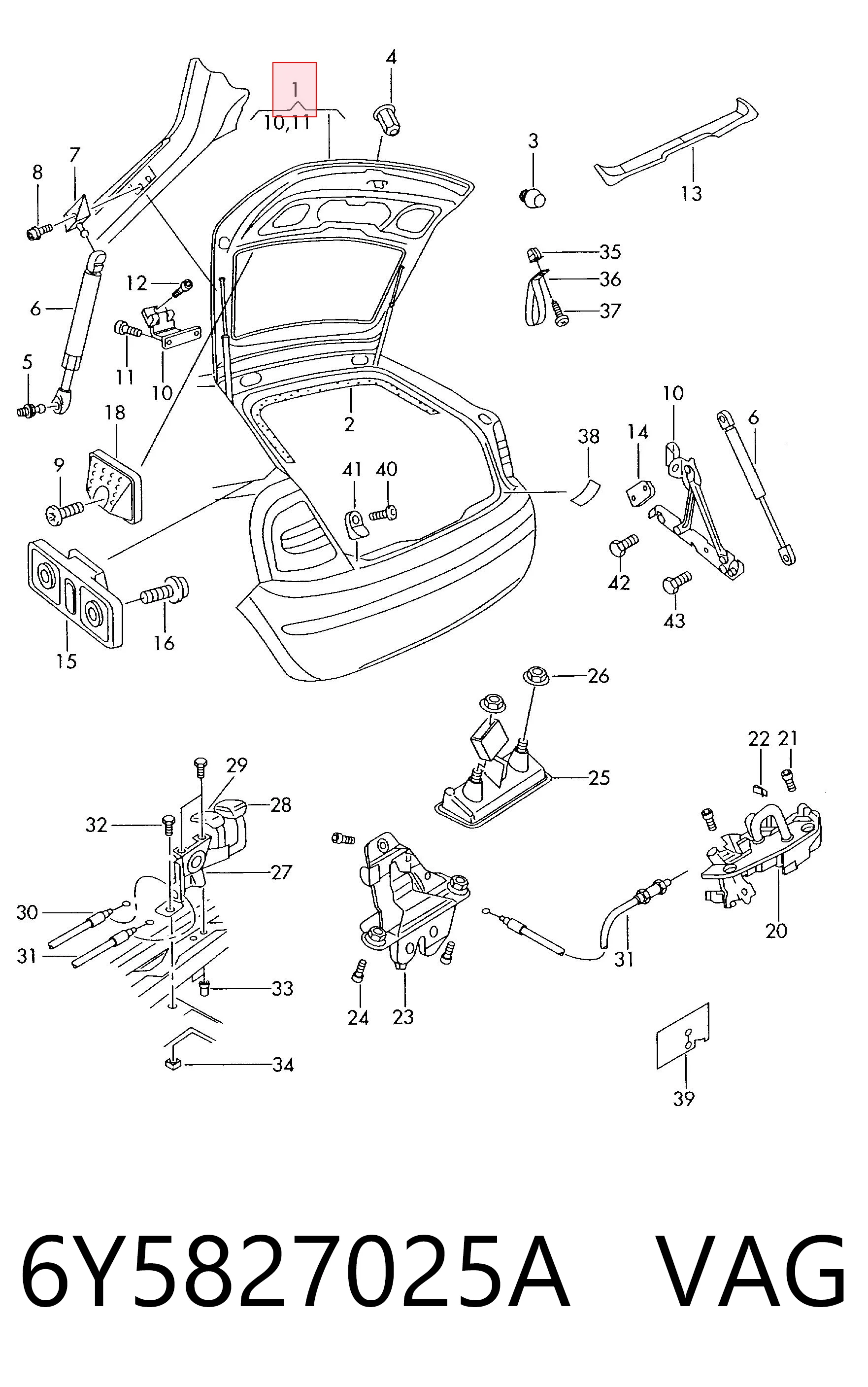 6Y5827025A VAG Крышка багажника