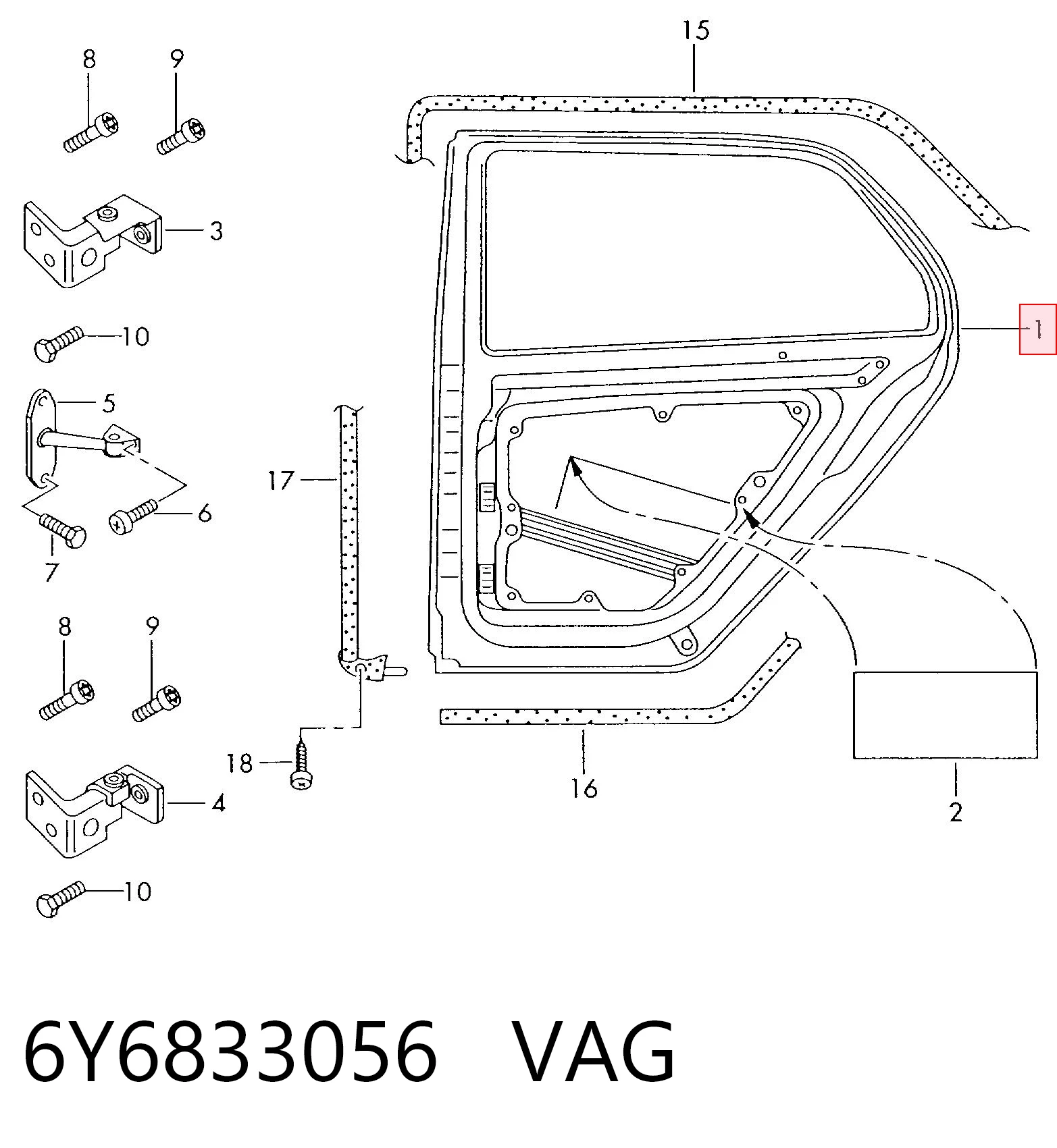 6Y6833056 VAG Дверь задняя, правая